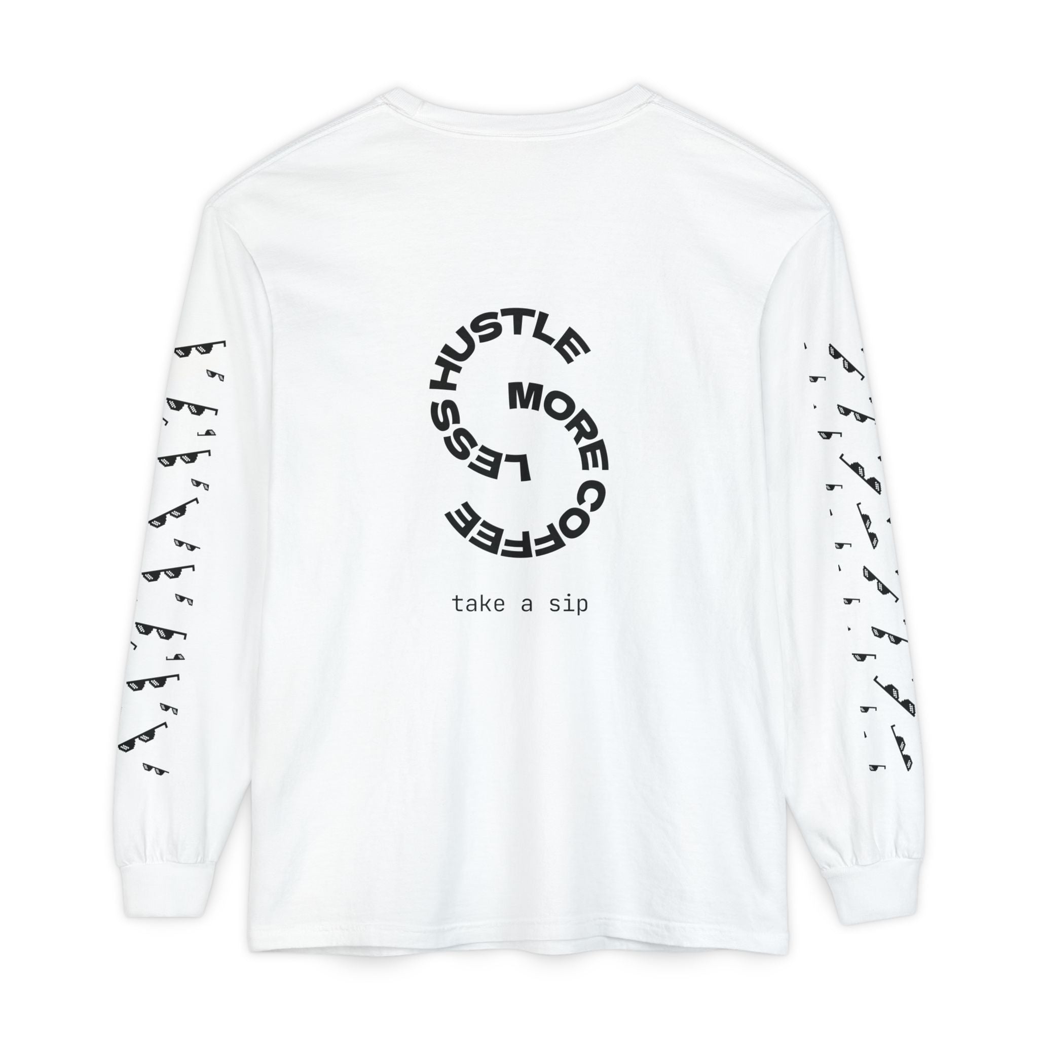 Long Sleeve T-Shirt — "When the Fit Hard But Life Isn't" Fitness Graphic (Hustle More, Less Coffee)