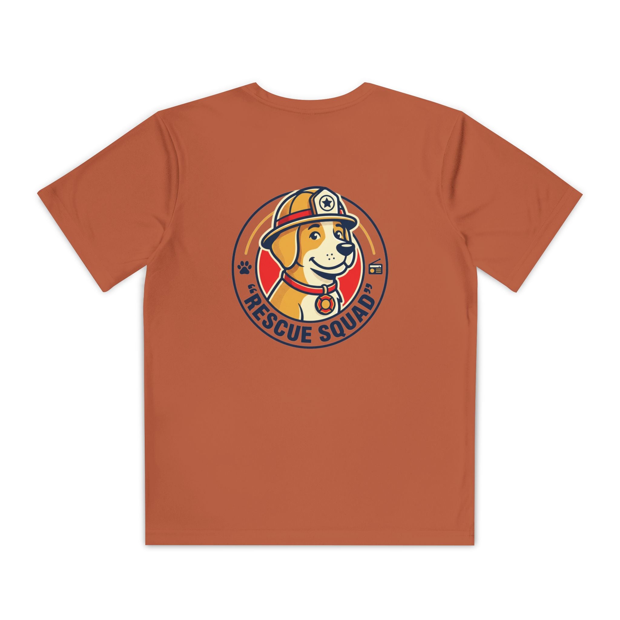 Rescue Squad Youth Tee — "Happy Home" Puppy Firefighter Kids Shirt