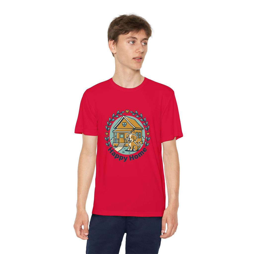 Rescue Squad Youth Tee — "Happy Home" Puppy Firefighter Kids Shirt