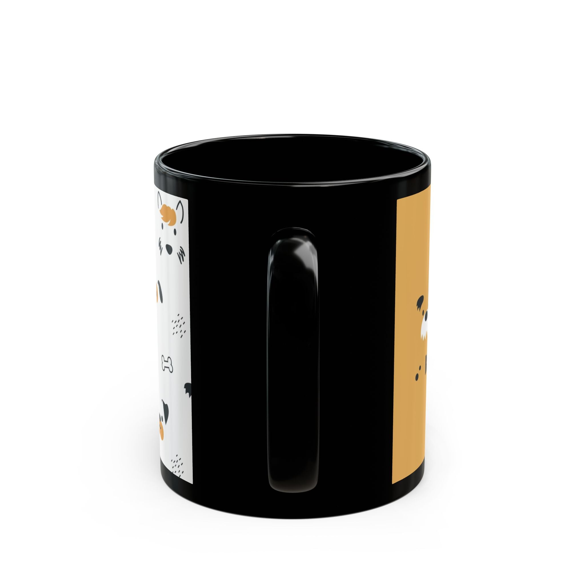 Dog Friends Ceramic Black Mug — Cute Paw Print Pattern, 11oz & 15oz