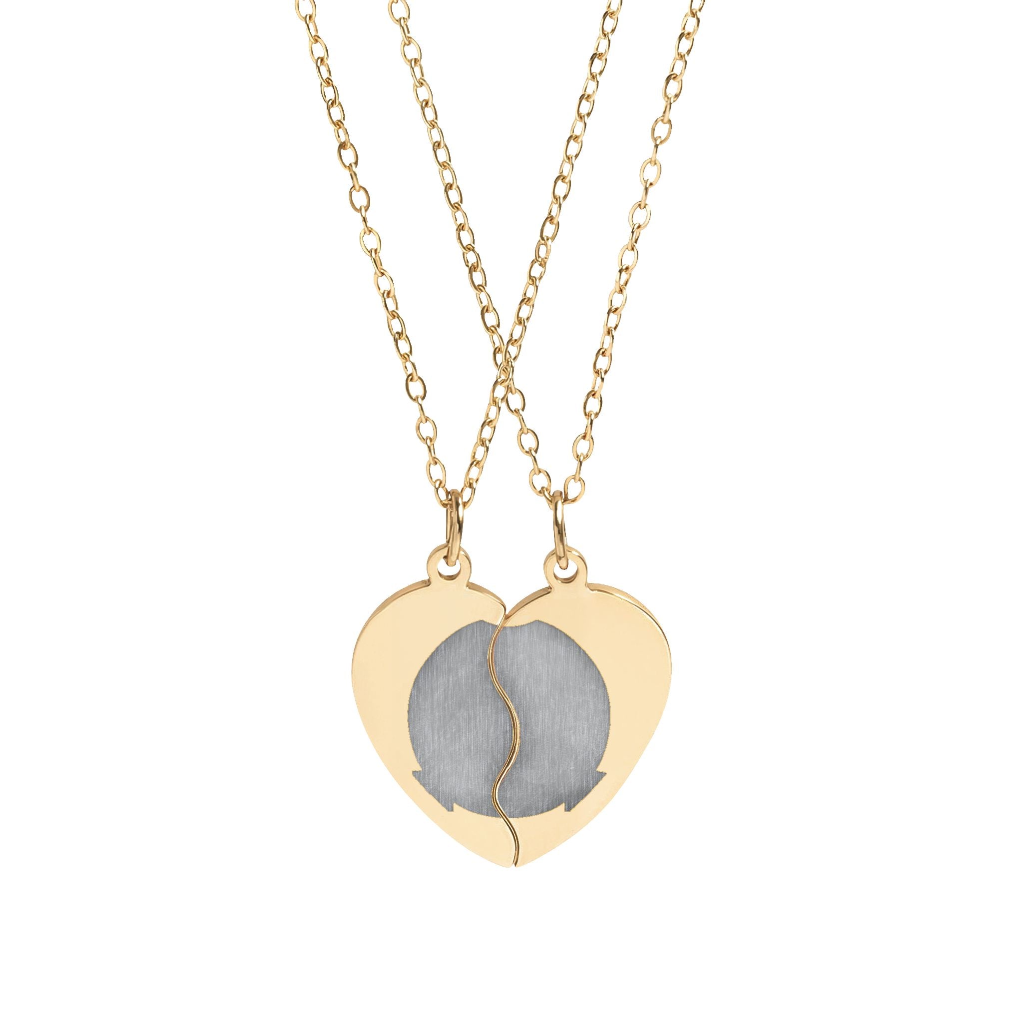 Engravable Break-Apart Heart Necklace Set — Personalized Friend/Partner Pendant