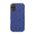 Clear Magnetic Phone Case — Navy Confetti Stars & Dots Impact-Resistant