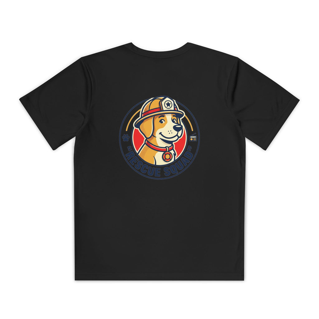 Rescue Squad Youth Tee — "Happy Home" Puppy Firefighter Kids Shirt