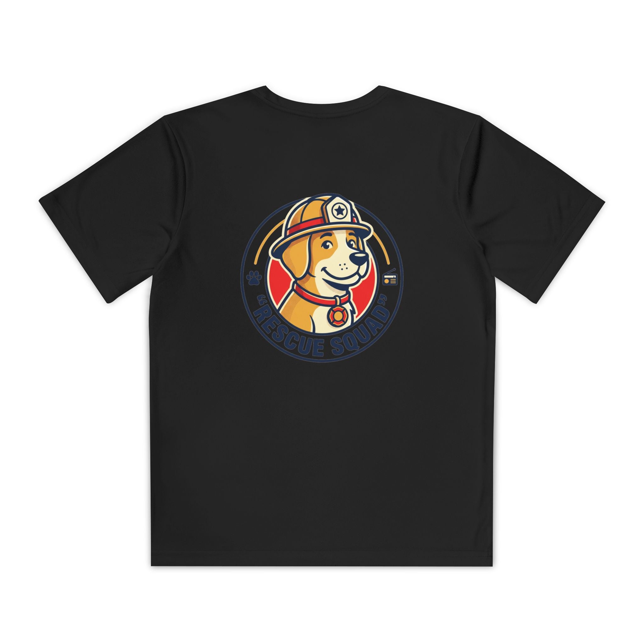 Rescue Squad Youth Tee — "Happy Home" Puppy Firefighter Kids Shirt