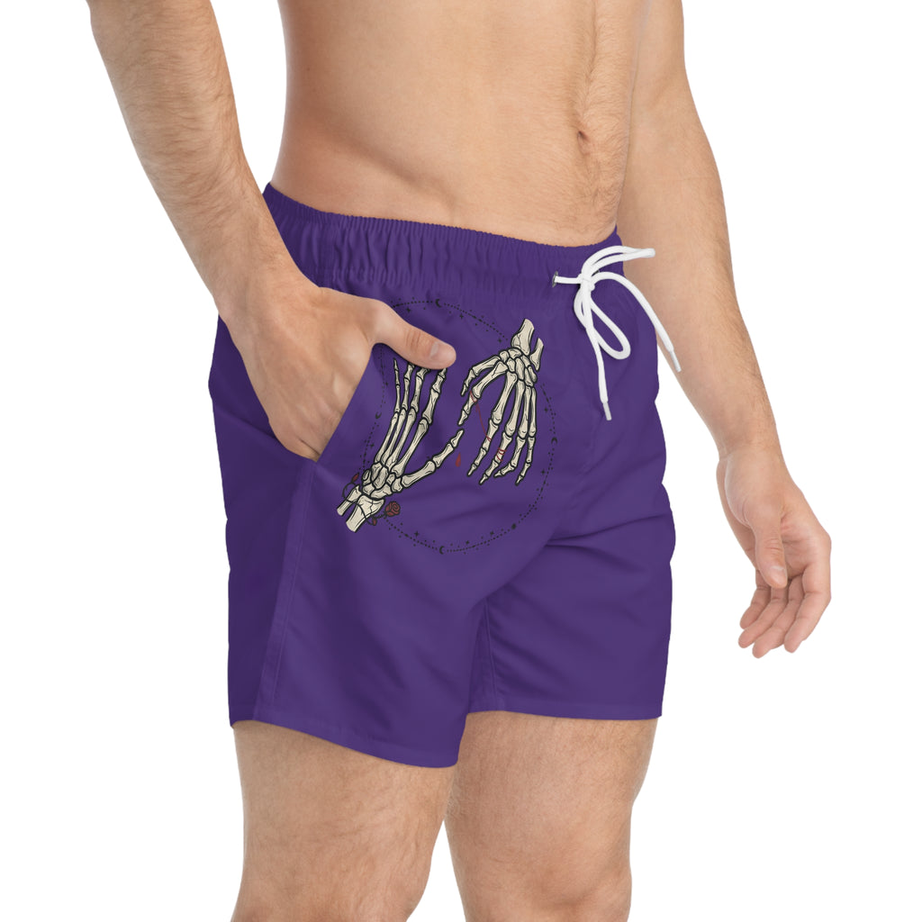 Skeleton Hands Purple Swim Trunks – Gothic Beachwear