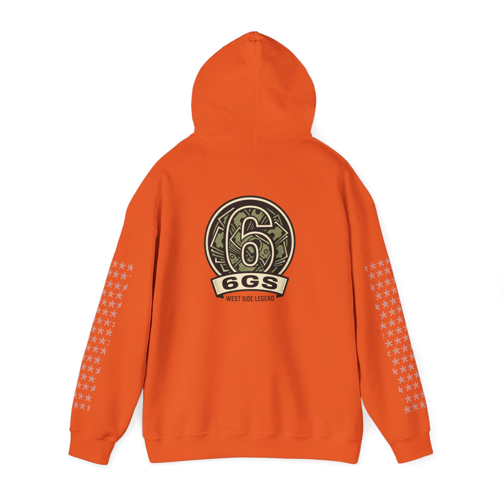 6GS Emblem hoodie-white pullover with military- Green coin logo