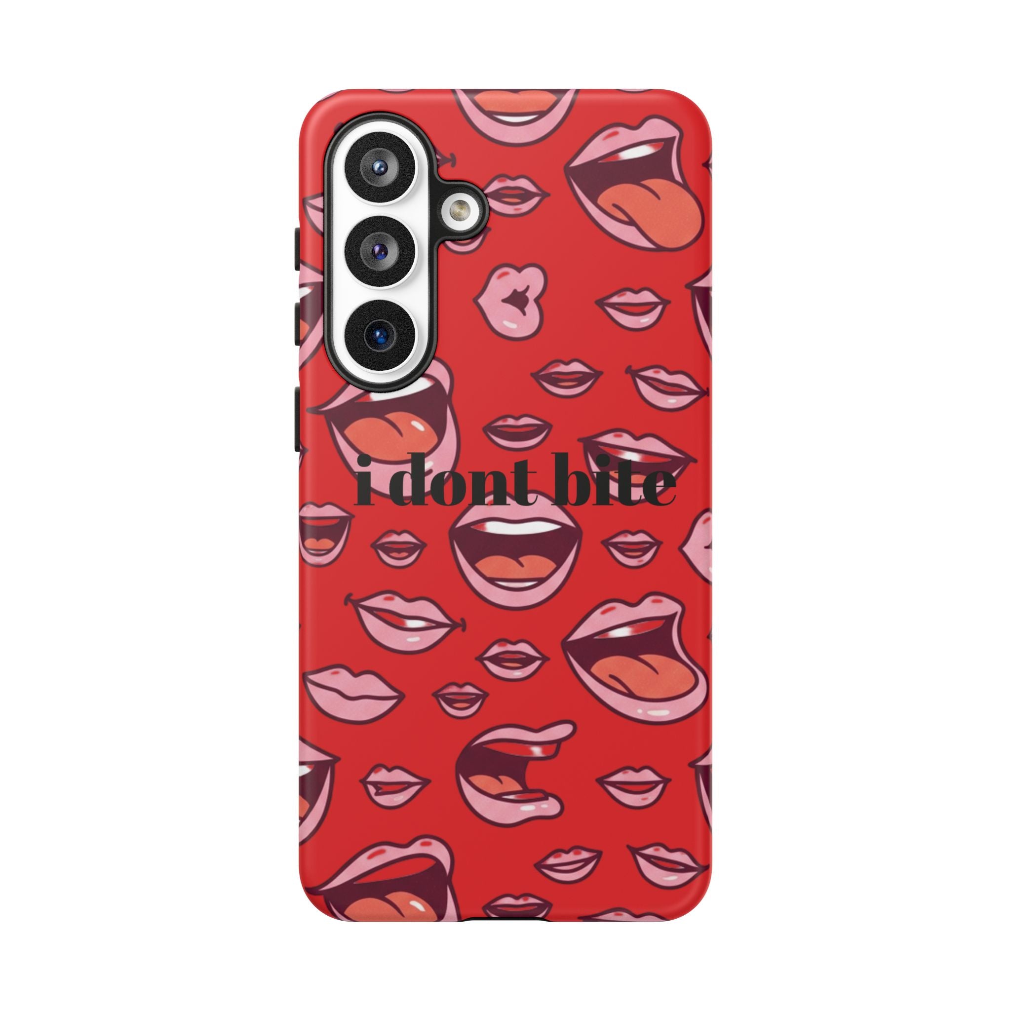 Bold Red Lips Phone Case – "I don’t bite" Graphic Tough Case