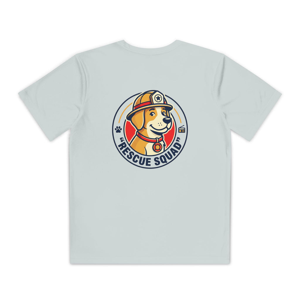 Rescue Squad Youth Tee — "Happy Home" Puppy Firefighter Kids Shirt