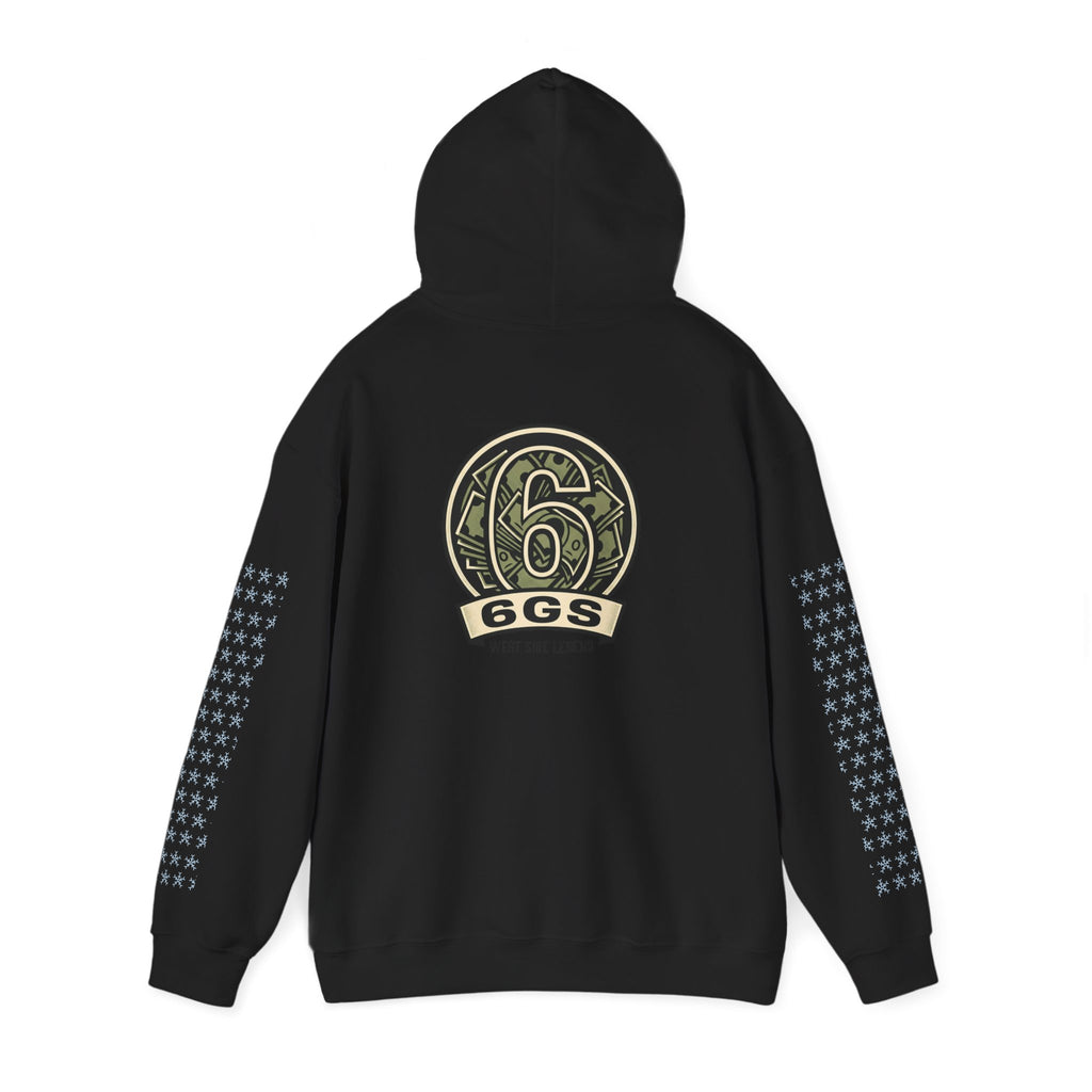 6GS Emblem hoodie-white pullover with military- Green coin logo
