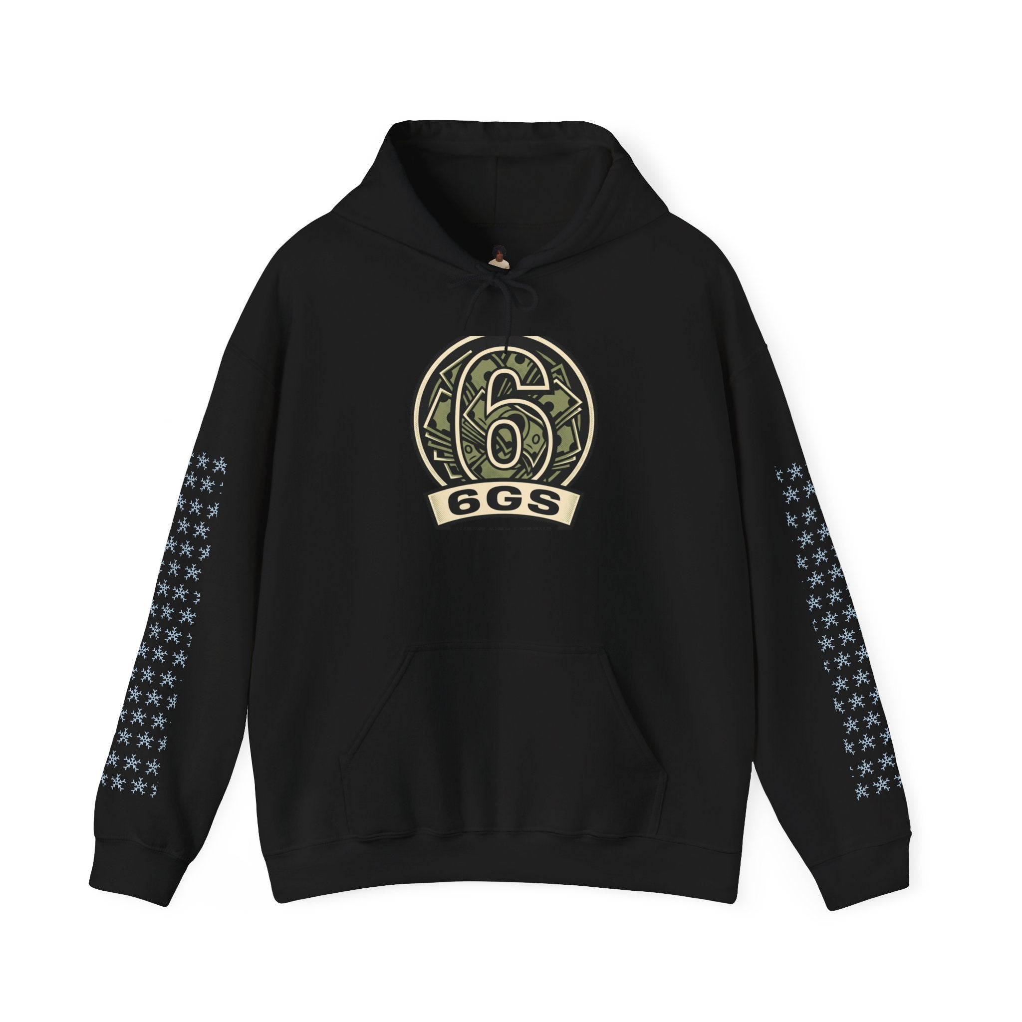 6GS Emblem hoodie-white pullover with military- Green coin logo