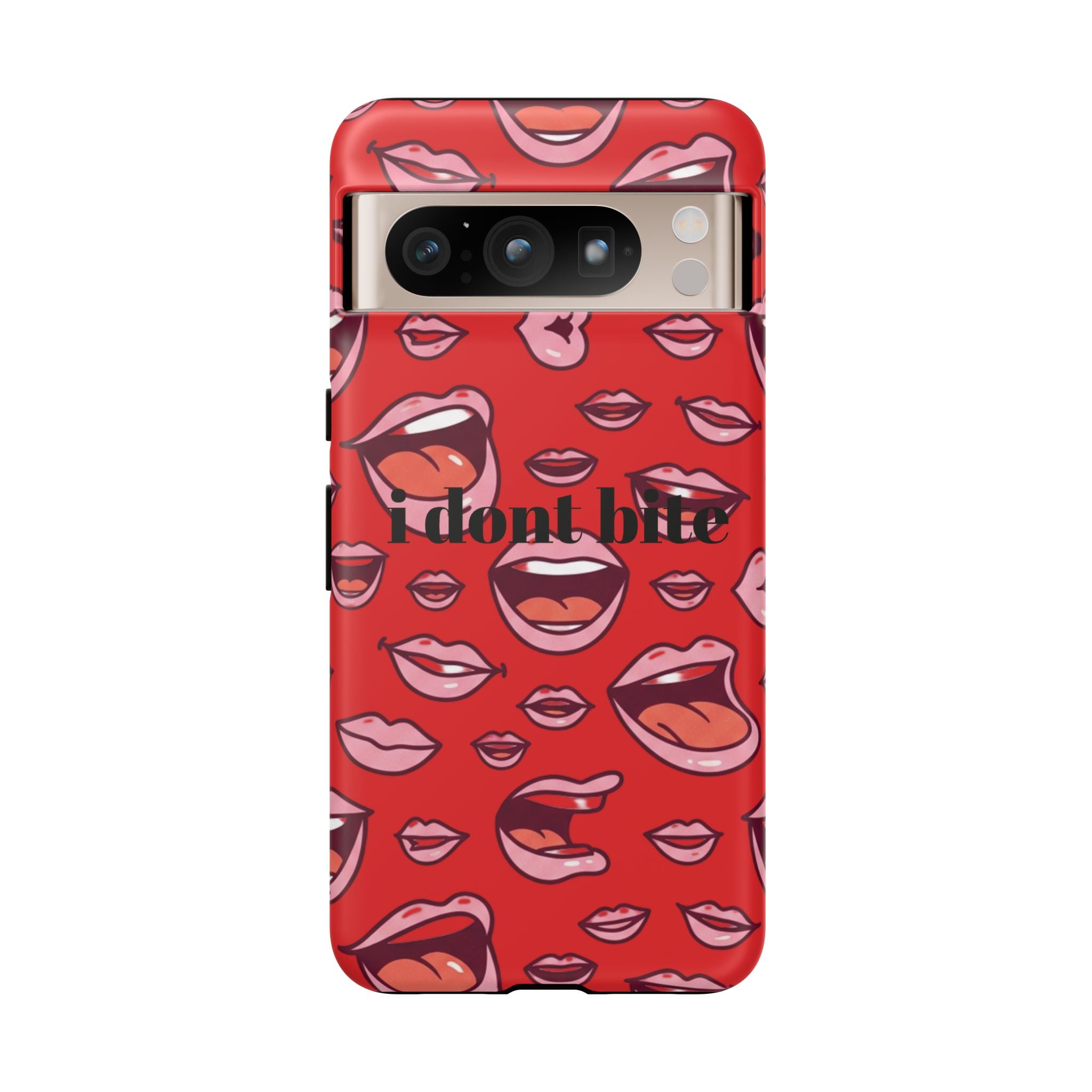 Bold Red Lips Phone Case – "I don’t bite" Graphic Tough Case