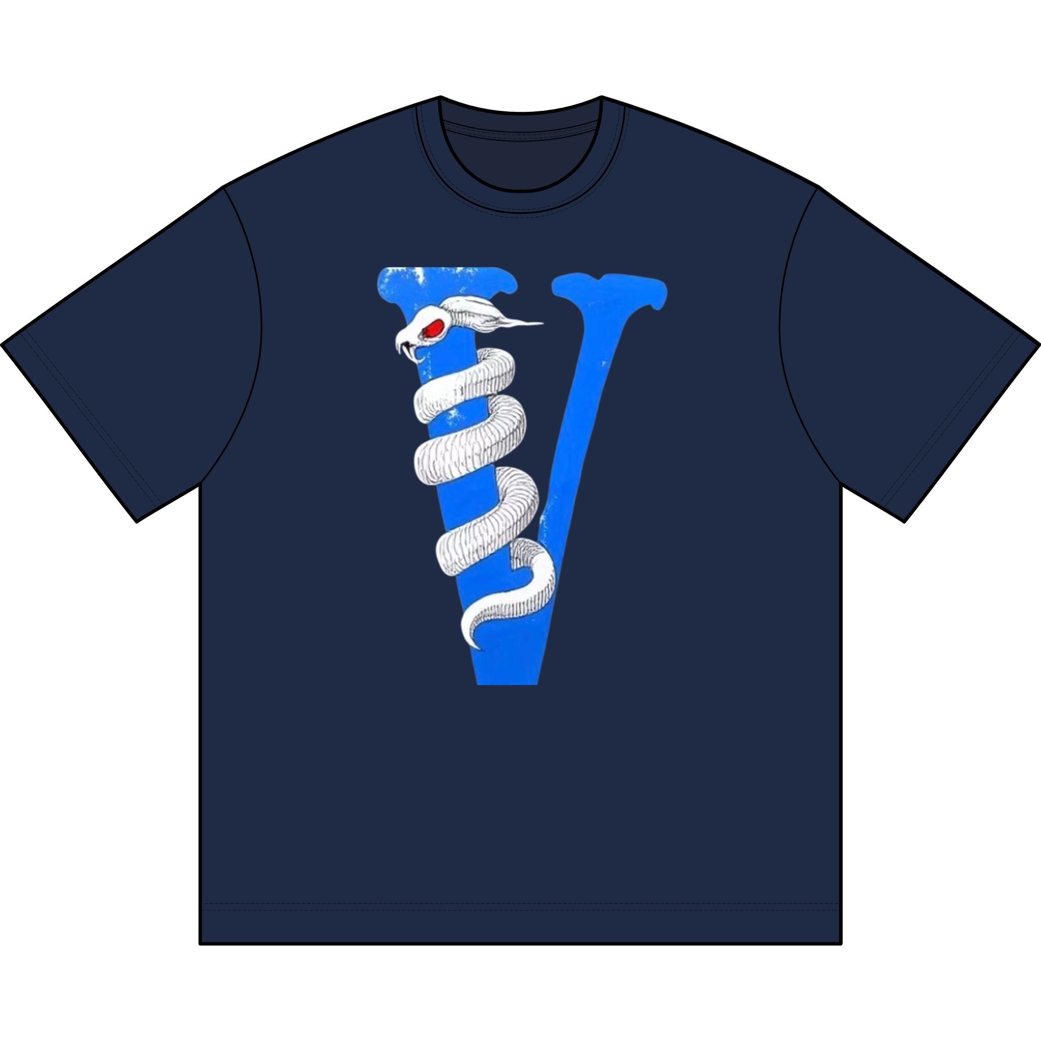 Snake-Wrapped Letter V Graphic Tee — Men's Boxy T-Shirt