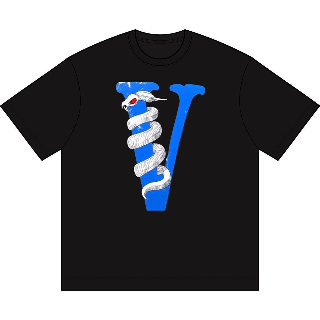 Snake-Wrapped Letter V Graphic Tee — Men's Boxy T-Shirt