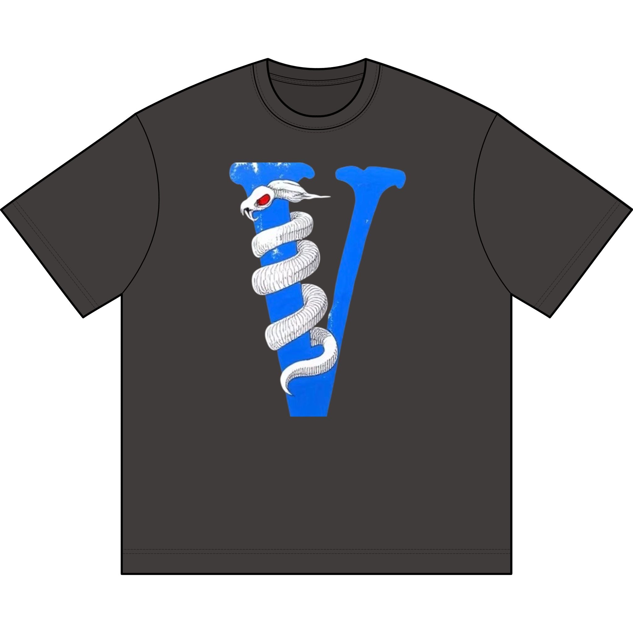 Snake-Wrapped Letter V Graphic Tee — Men's Boxy T-Shirt