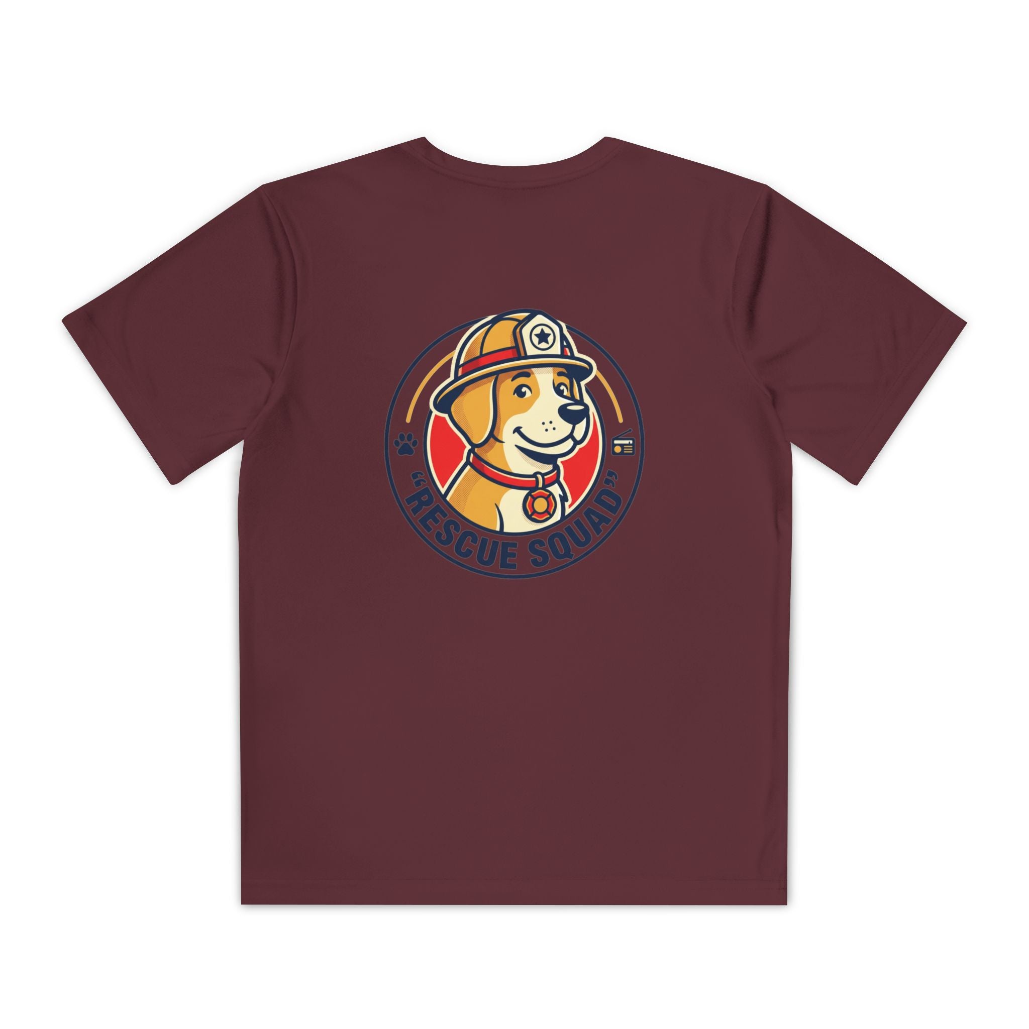 Rescue Squad Youth Tee — "Happy Home" Puppy Firefighter Kids Shirt