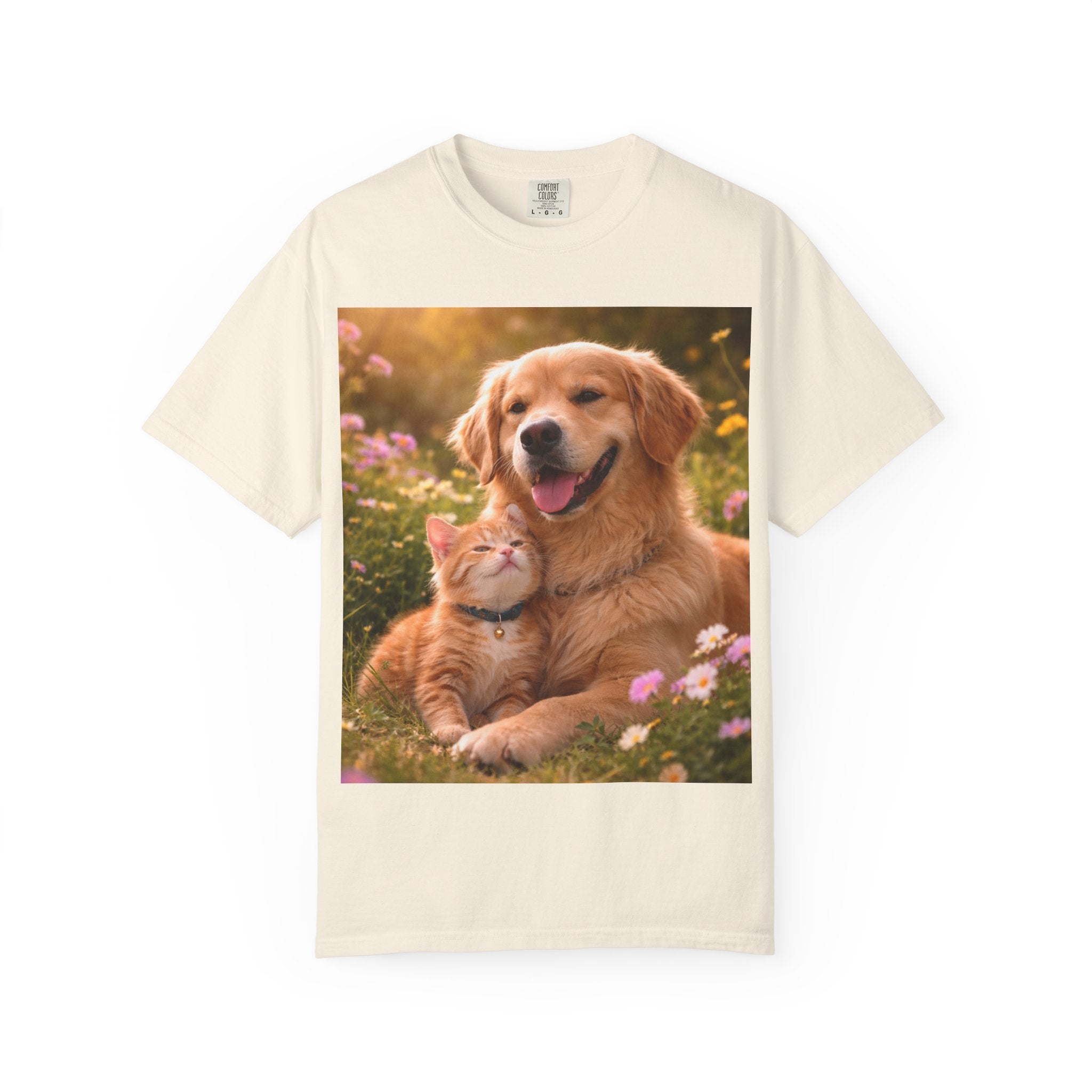 Golden Retriever and Kitten Tee — Cute Dog & Cat Friendship T-Shirt