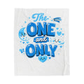 The One and Only Velveteen Plush Blanket — Cute Blue Kawaii Hearts & Clouds Throw
