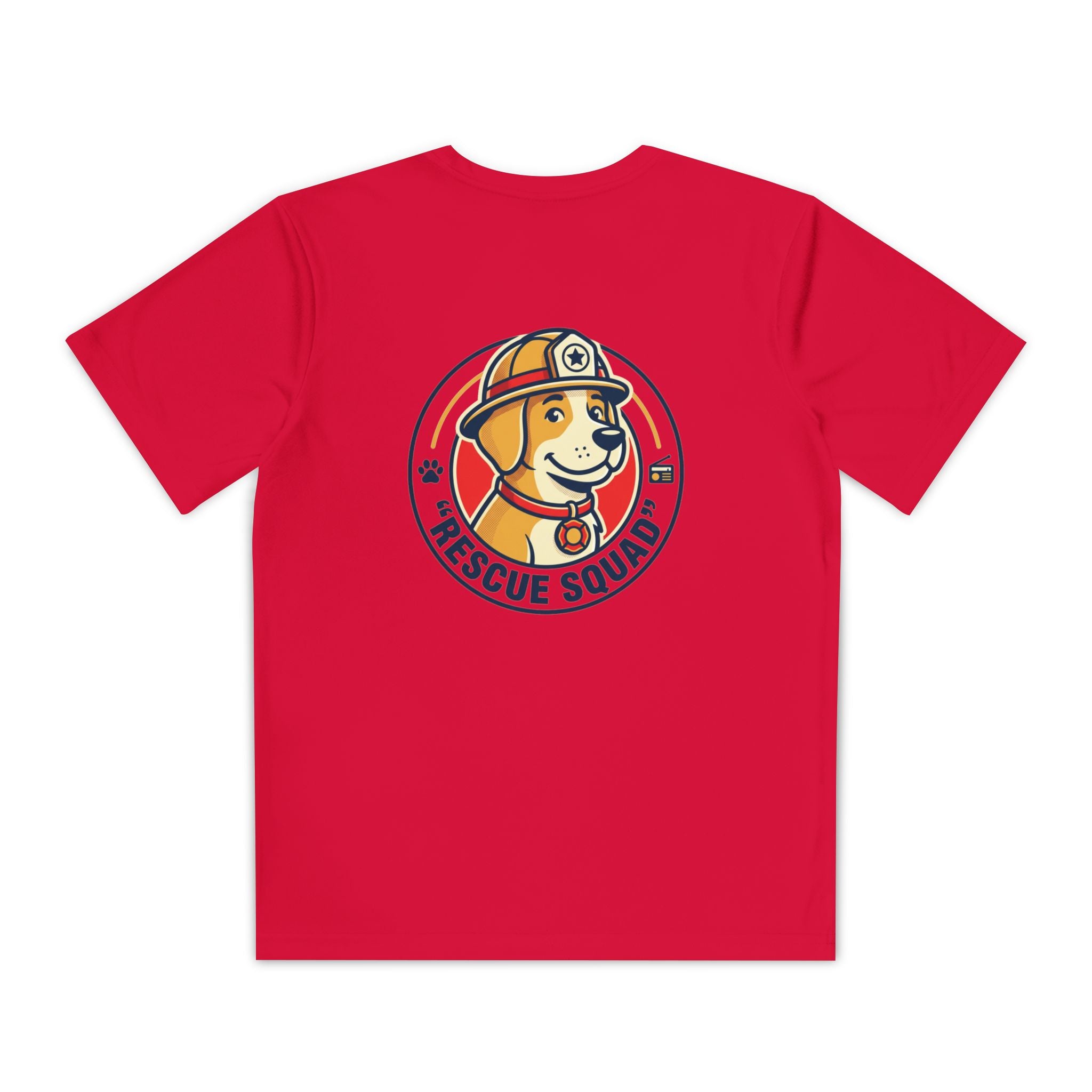 Rescue Squad Youth Tee — "Happy Home" Puppy Firefighter Kids Shirt