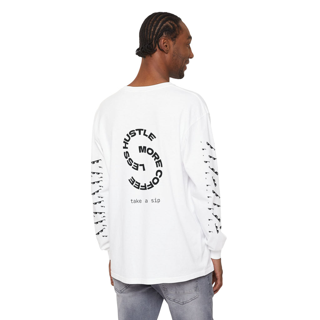 Long Sleeve T-Shirt — "When the Fit Hard But Life Isn't" Fitness Graphic (Hustle More, Less Coffee)