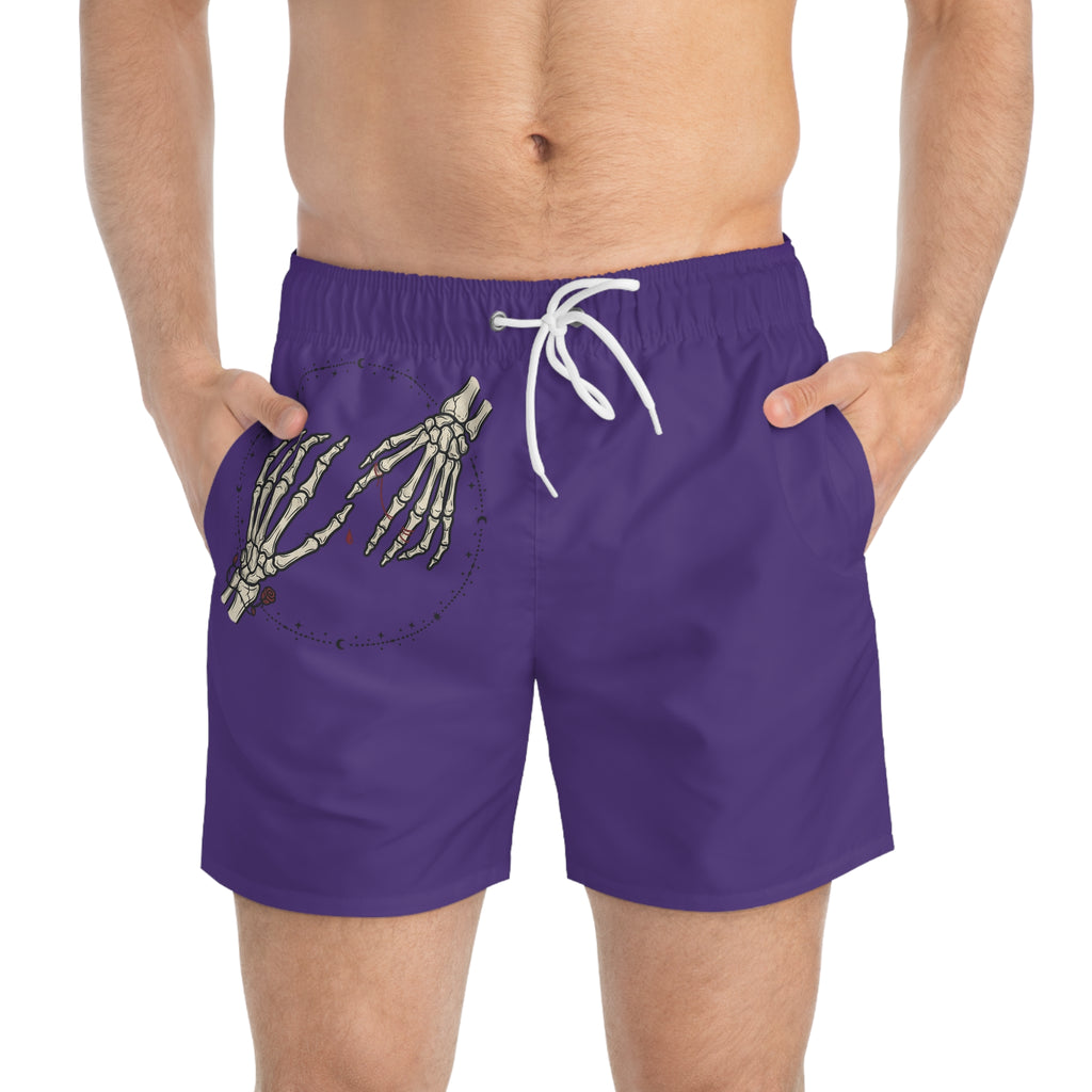 Skeleton Hands Purple Swim Trunks – Gothic Beachwear