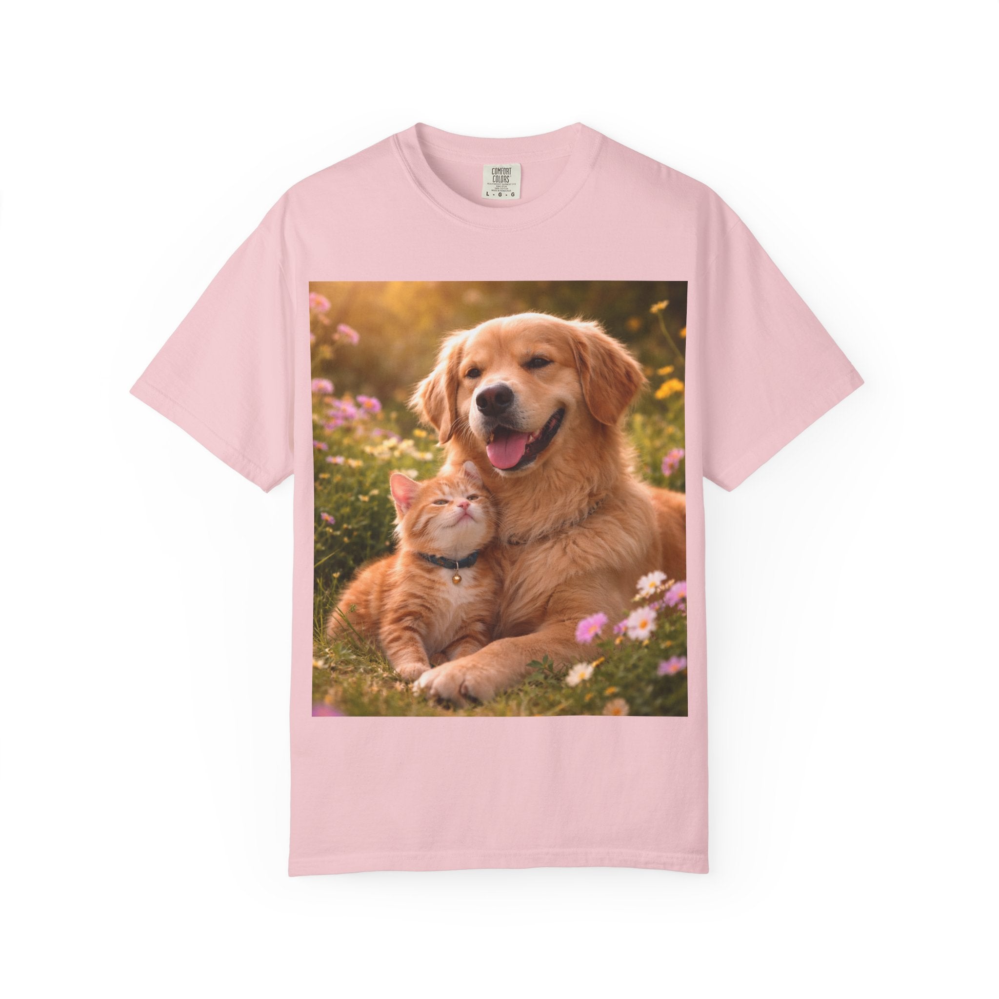 Golden Retriever and Kitten Tee — Cute Dog & Cat Friendship T-Shirt
