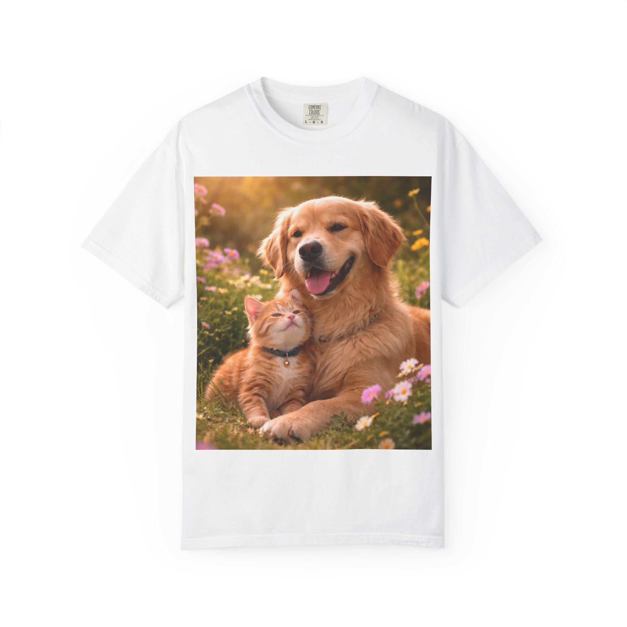 Golden Retriever and Kitten Tee — Cute Dog & Cat Friendship T-Shirt