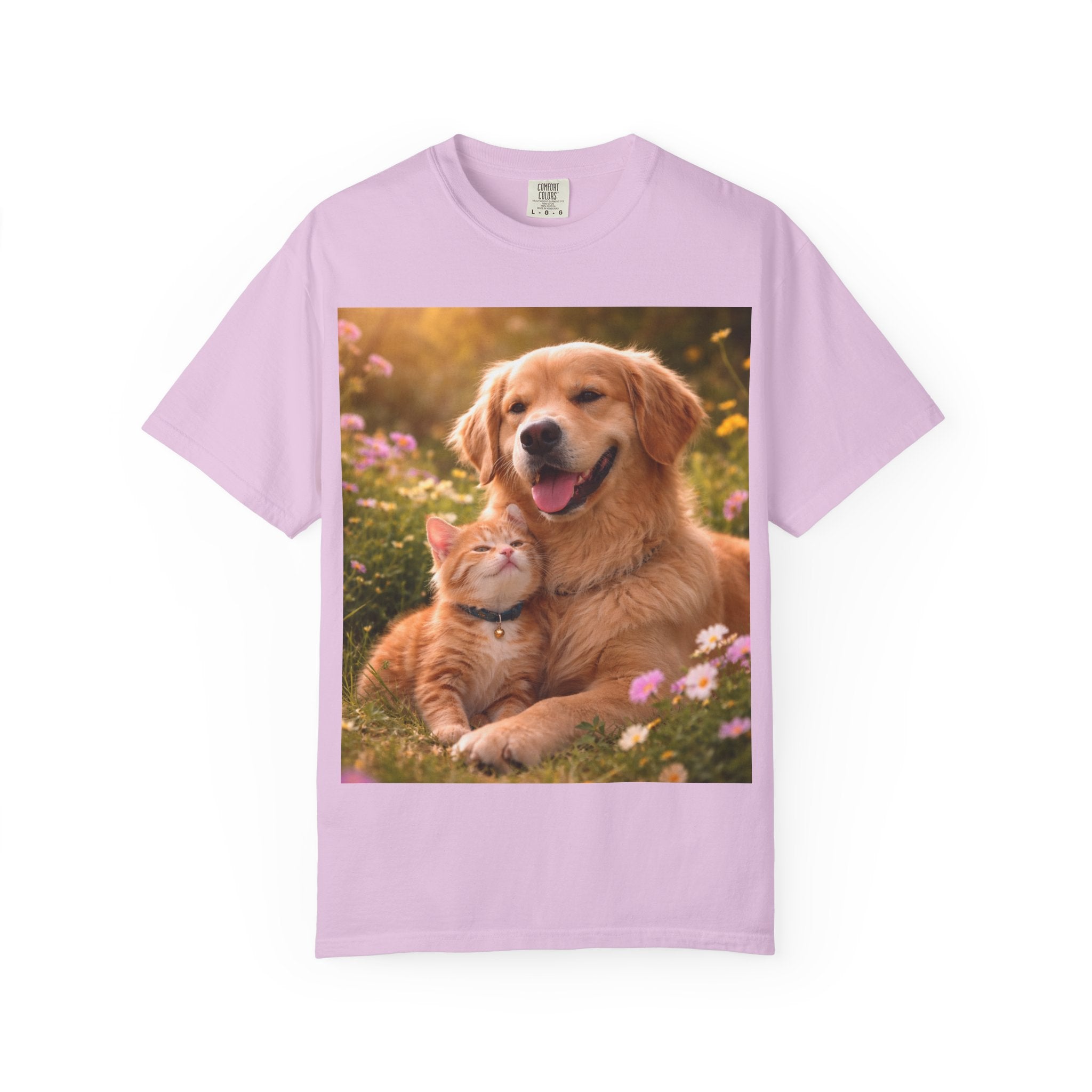 Golden Retriever and Kitten Tee — Cute Dog & Cat Friendship T-Shirt
