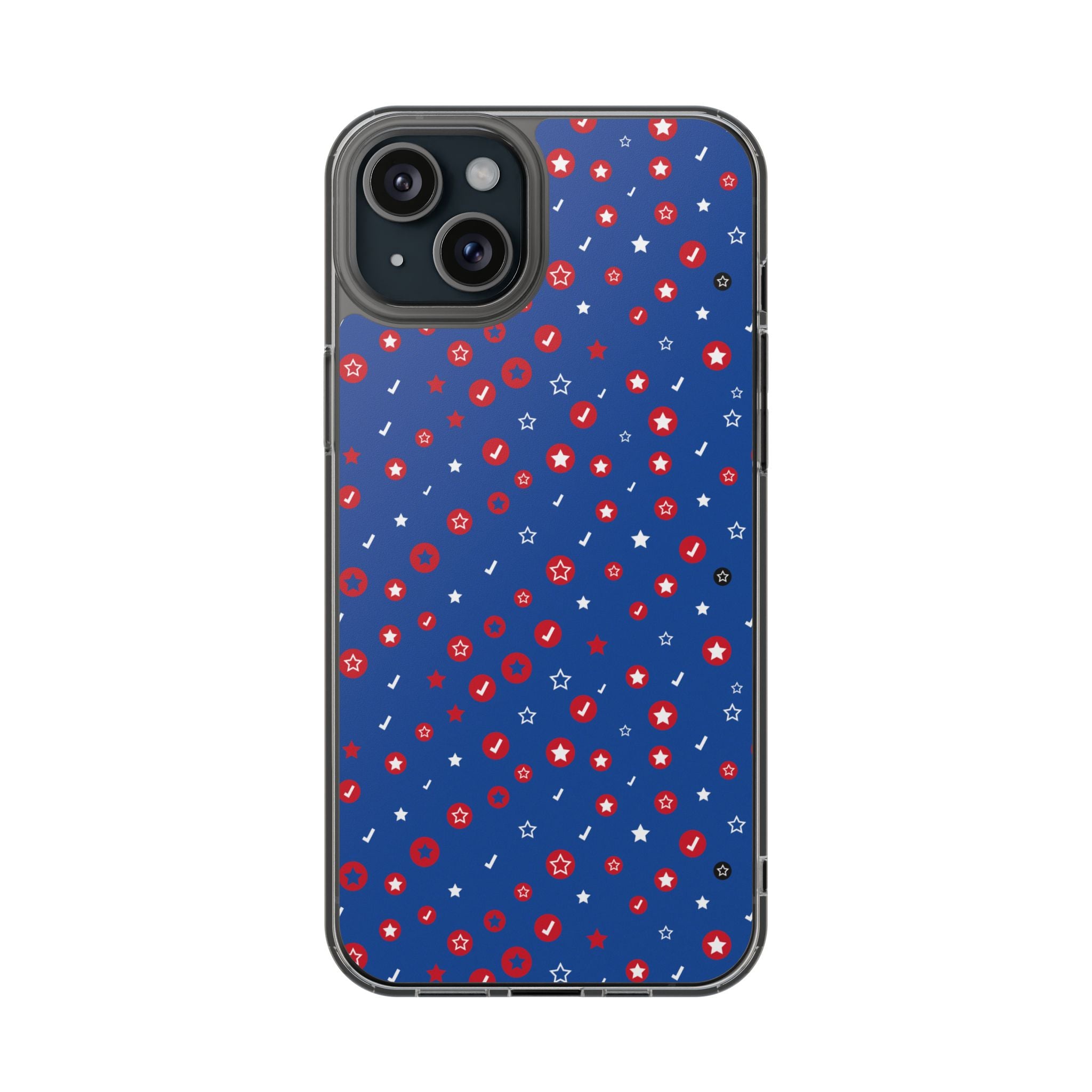 Clear Magnetic Phone Case — Navy Confetti Stars & Dots Impact-Resistant