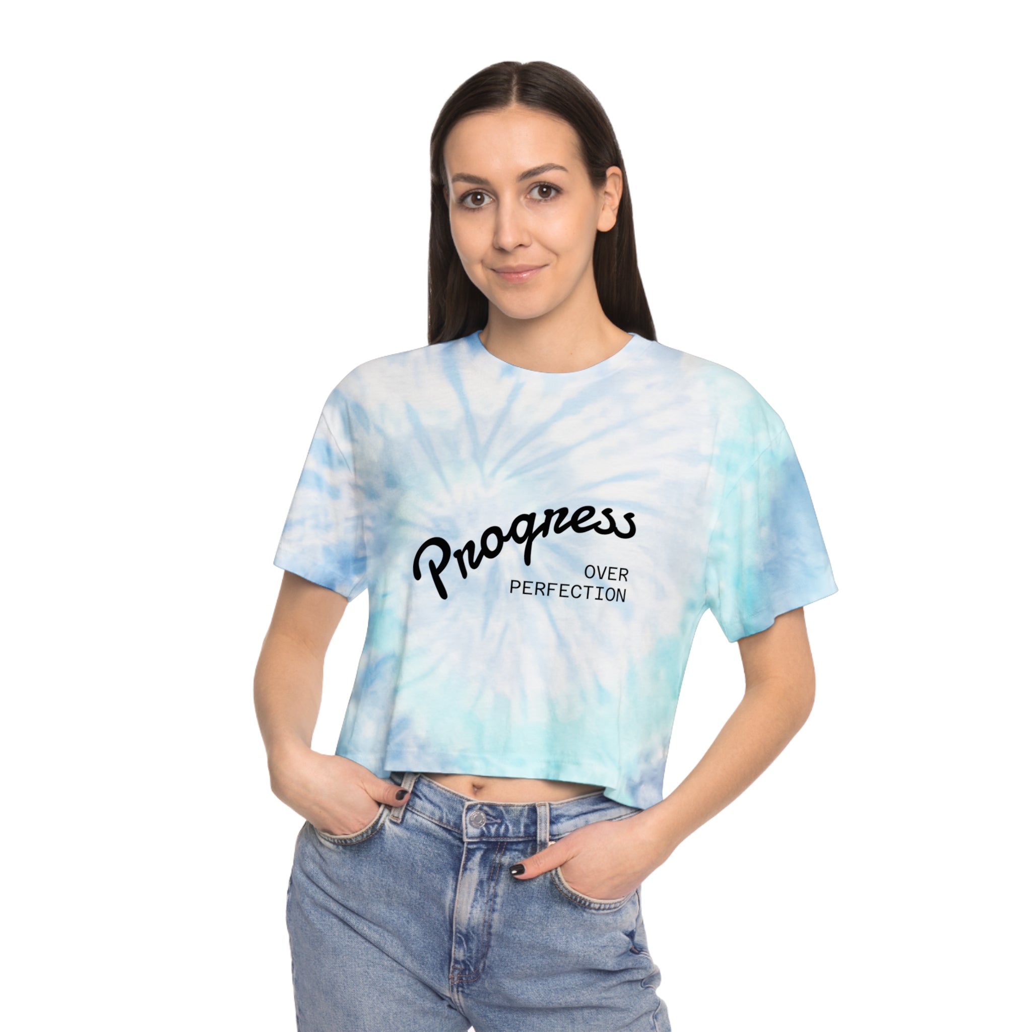 Tie-Dye Crop Tee — "Love Is Love" Retro Graphic (Progress Over Perfection)