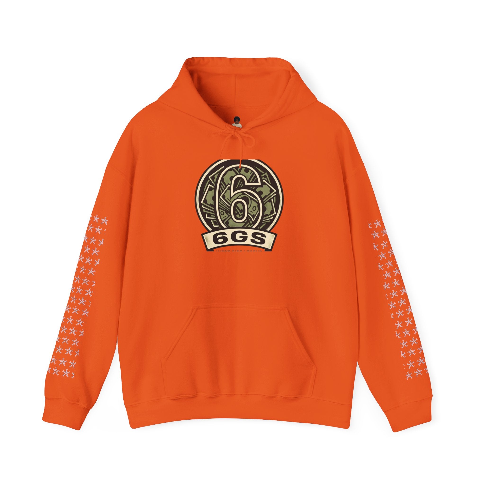 6GS Emblem hoodie-white pullover with military- Green coin logo