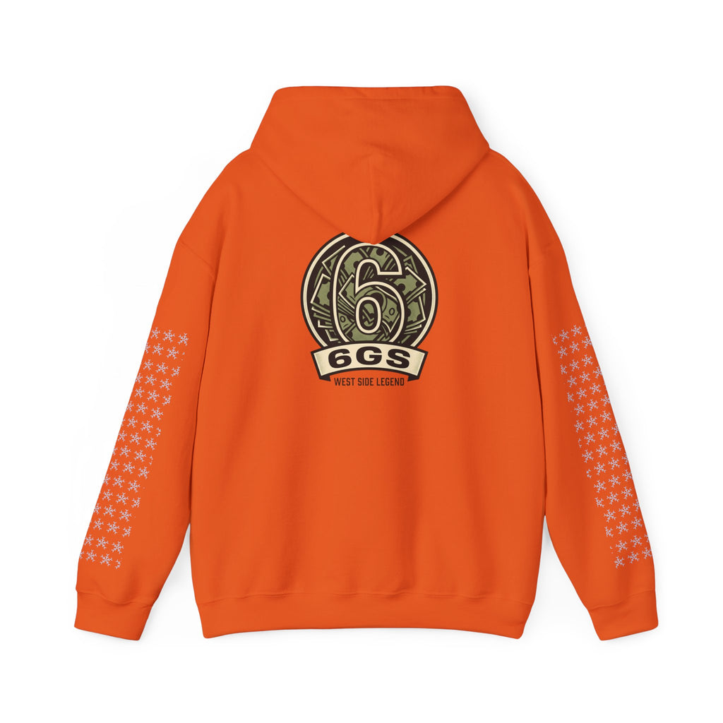 6GS Emblem hoodie-white pullover with military- Green coin logo