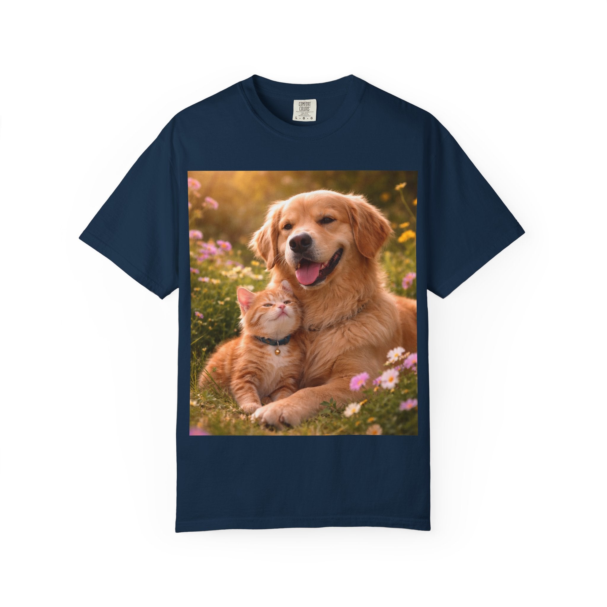 Golden Retriever and Kitten Tee — Cute Dog & Cat Friendship T-Shirt
