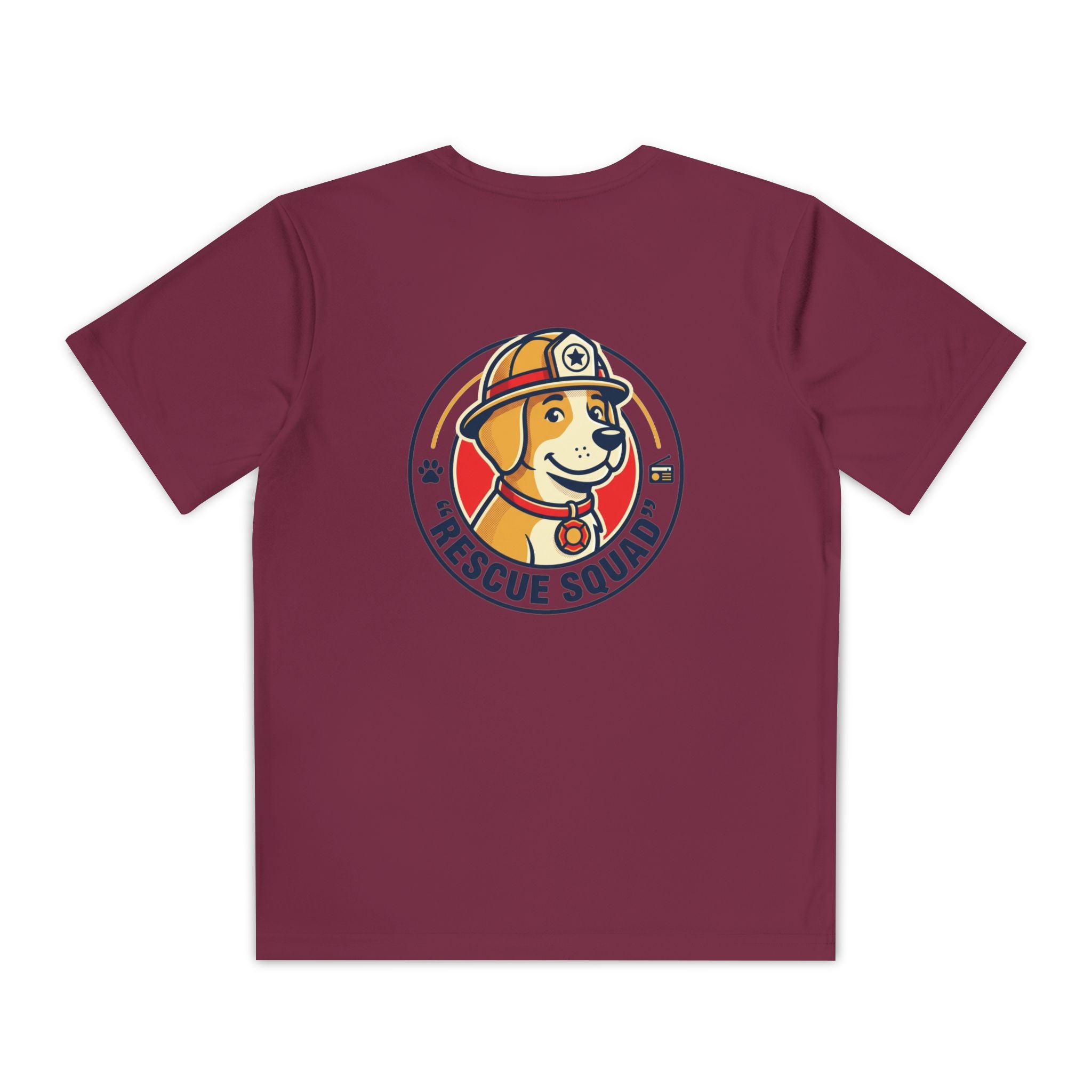 Rescue Squad Youth Tee — "Happy Home" Puppy Firefighter Kids Shirt