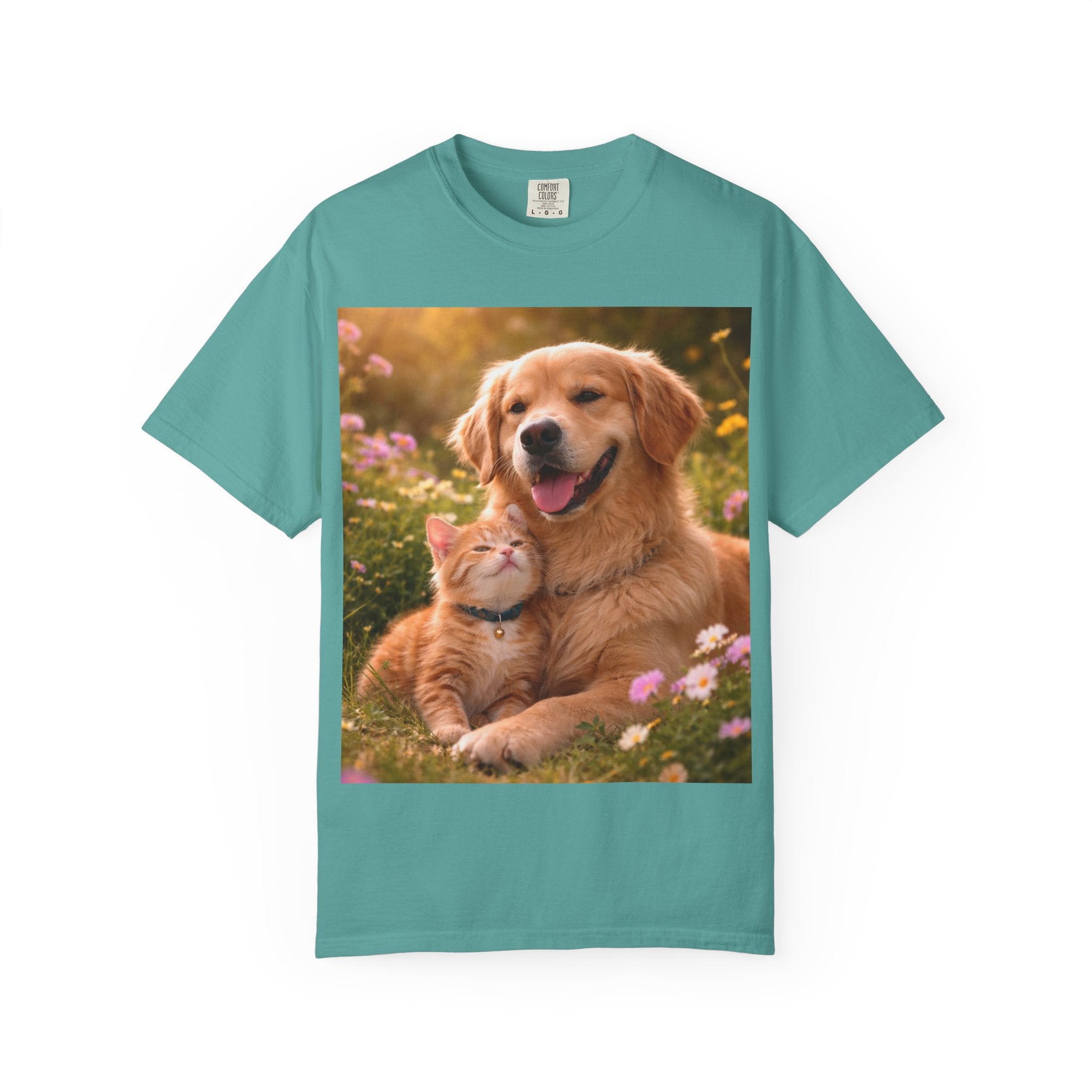 Golden Retriever and Kitten Tee — Cute Dog & Cat Friendship T-Shirt