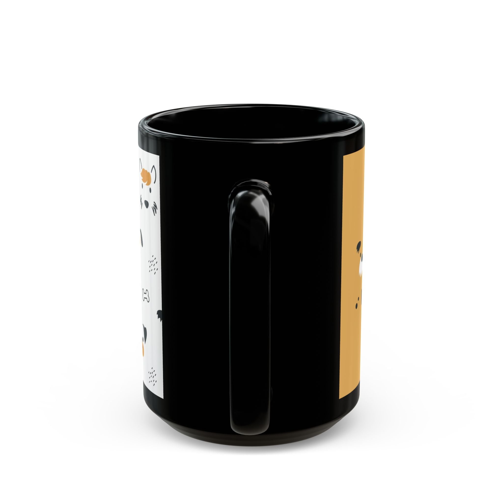 Dog Friends Ceramic Black Mug — Cute Paw Print Pattern, 11oz & 15oz