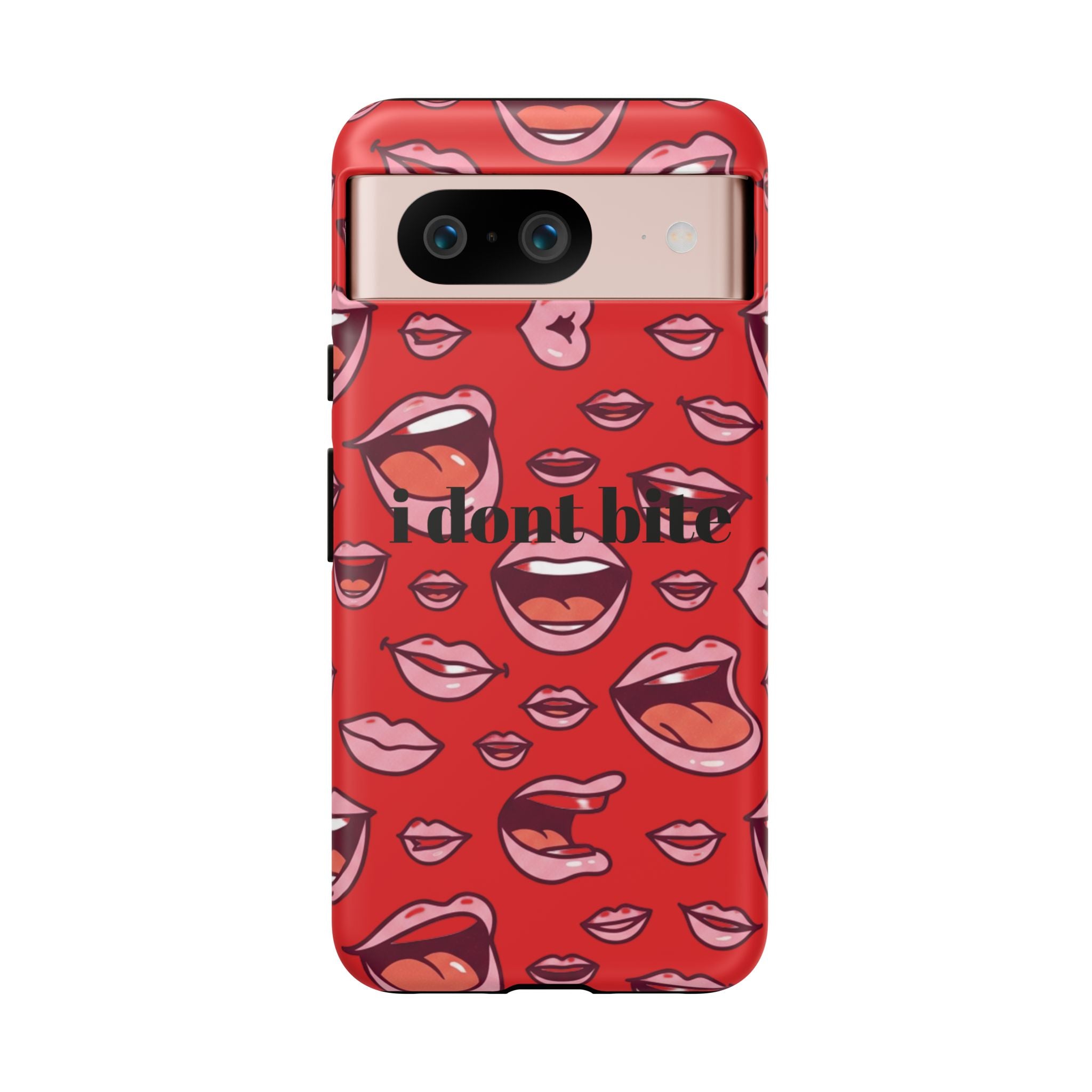 Bold Red Lips Phone Case – "I don’t bite" Graphic Tough Case