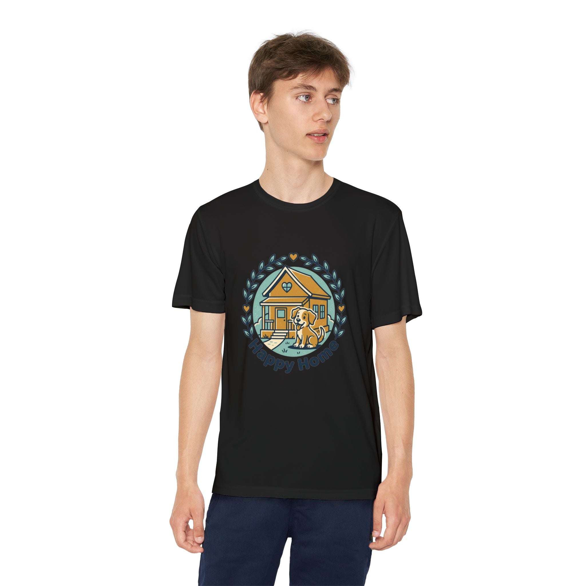 Rescue Squad Youth Tee — "Happy Home" Puppy Firefighter Kids Shirt