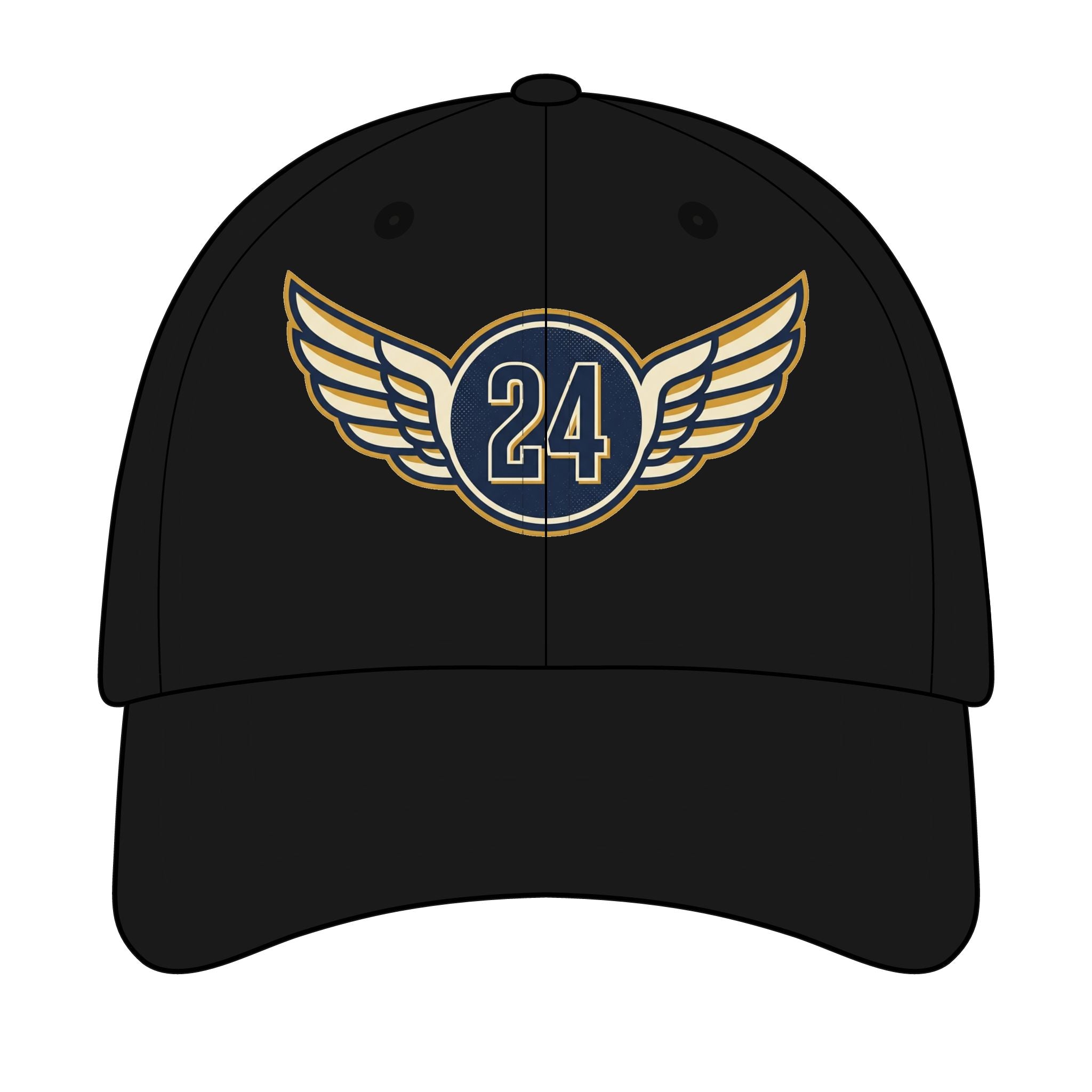 Winged Number 24 Baseball Cap — Embroidered Team Logo Hat