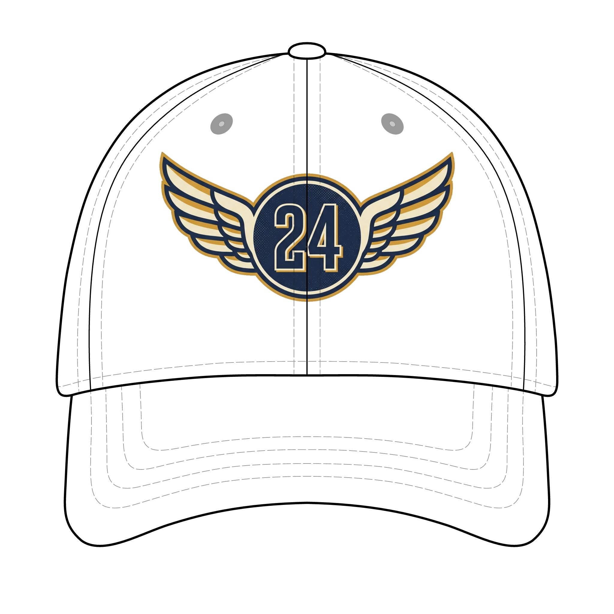 Winged Number 24 Baseball Cap — Embroidered Team Logo Hat