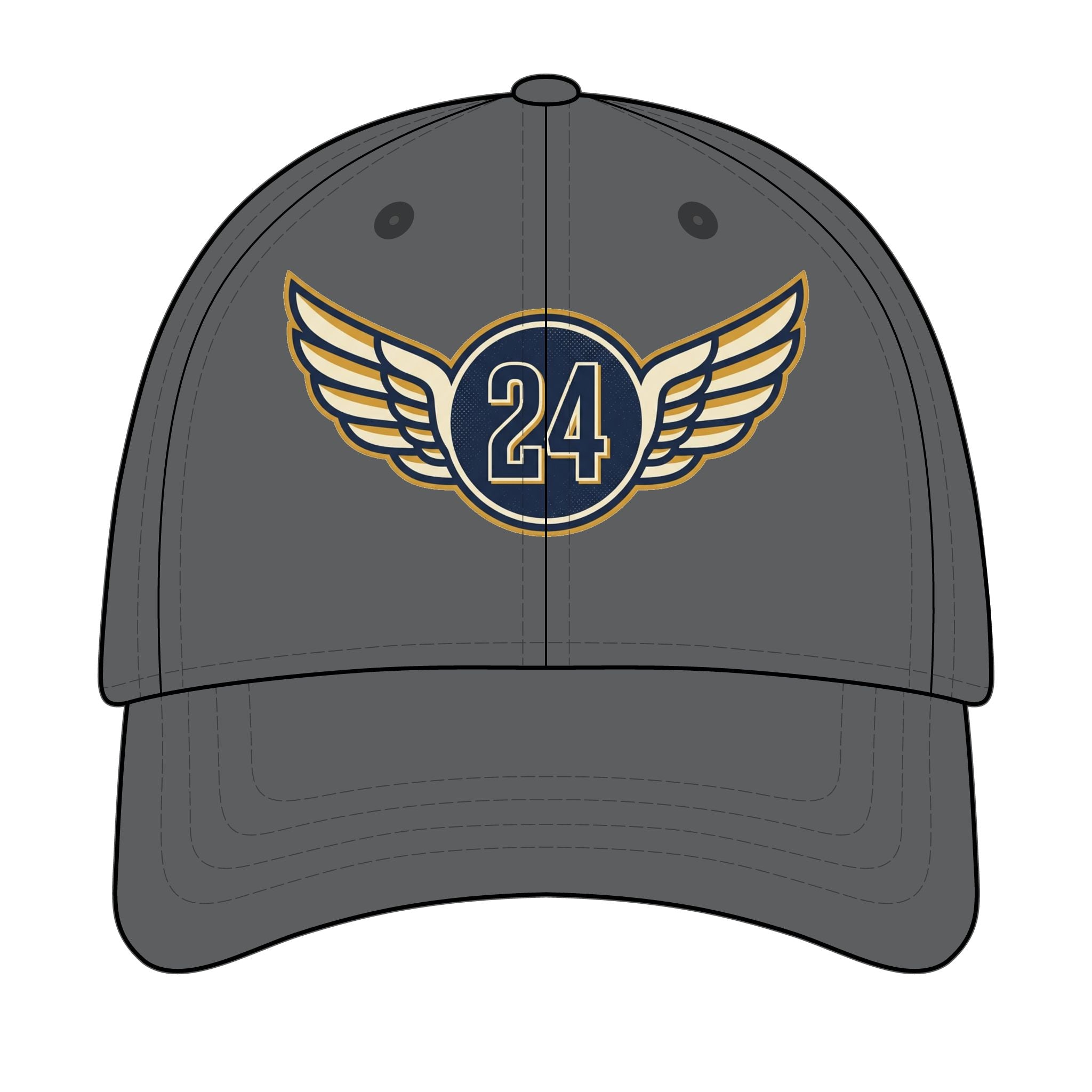 Winged Number 24 Baseball Cap — Embroidered Team Logo Hat