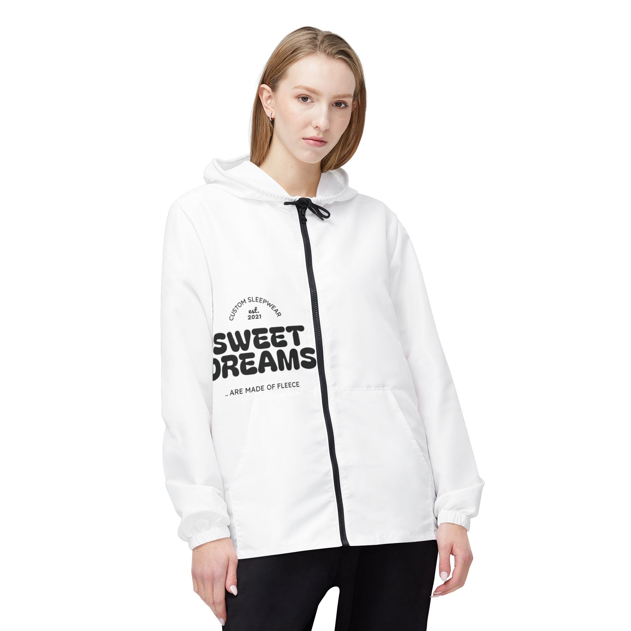 Wholeness 'Sweet Dreams' Windbreaker Jacket — Cozy Zip-Up Hooded Outerwear