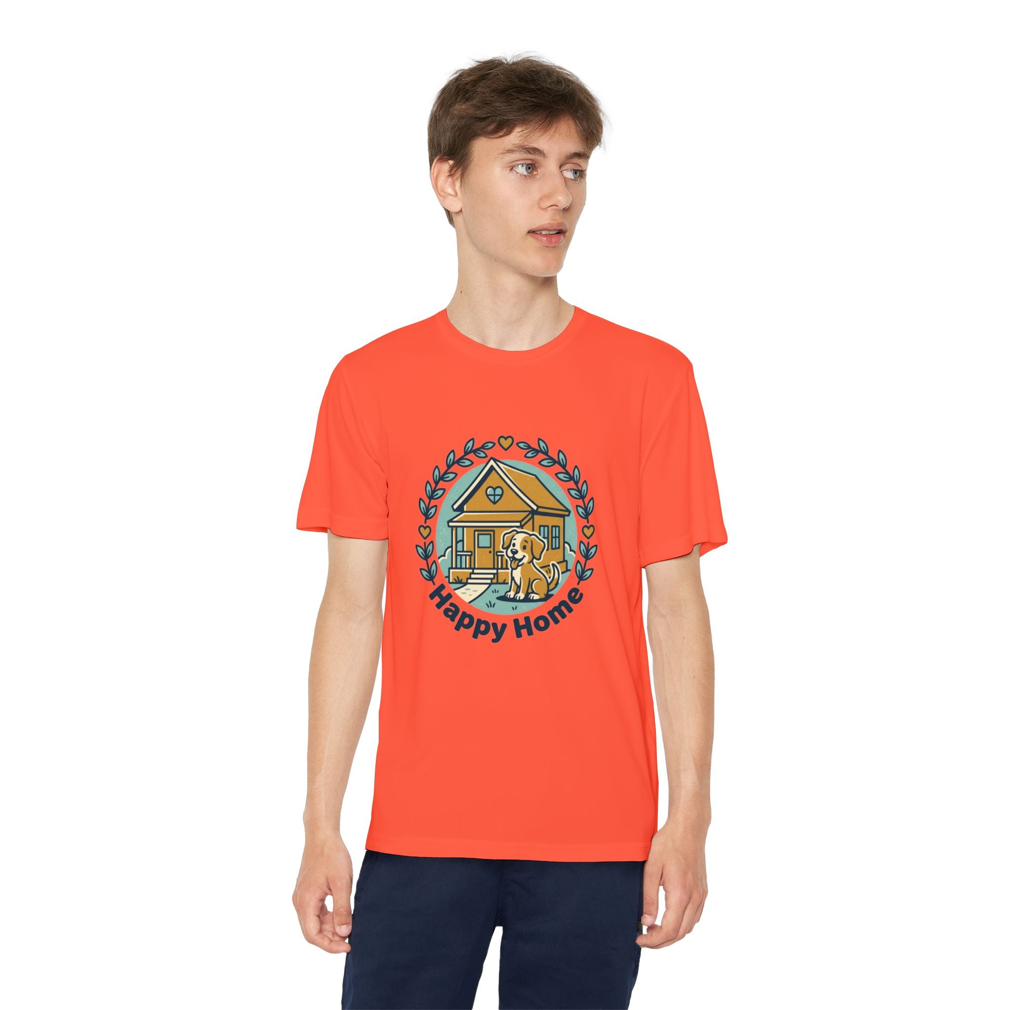 Rescue Squad Youth Tee — "Happy Home" Puppy Firefighter Kids Shirt