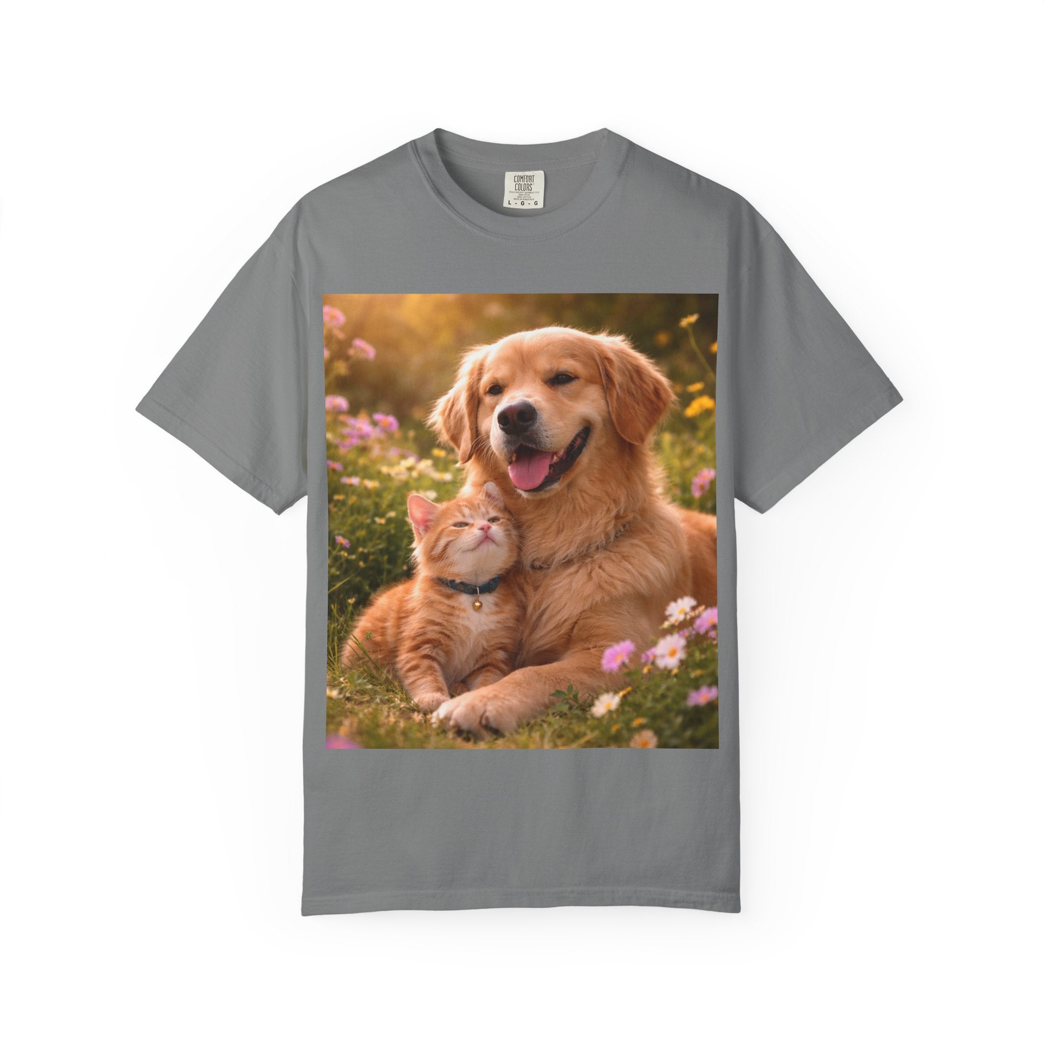 Golden Retriever and Kitten Tee — Cute Dog & Cat Friendship T-Shirt