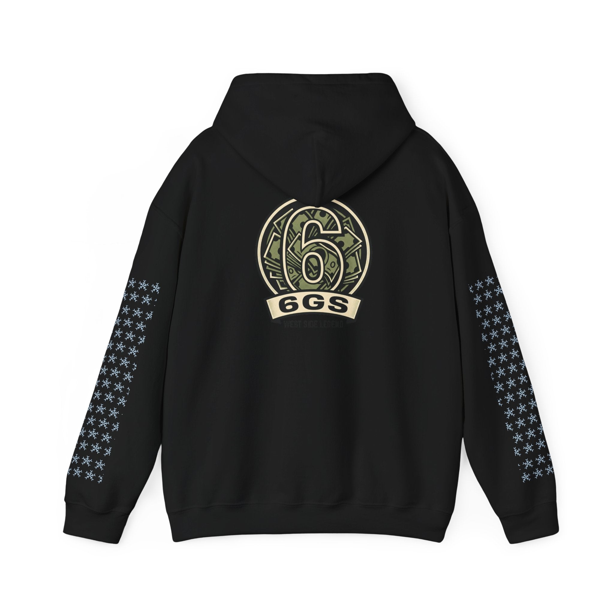 6GS Emblem hoodie-white pullover with military- Green coin logo