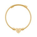 Engravable Heart Cuff Bracelet — Personalized Wire Bangle for Her (Silver or Gold)