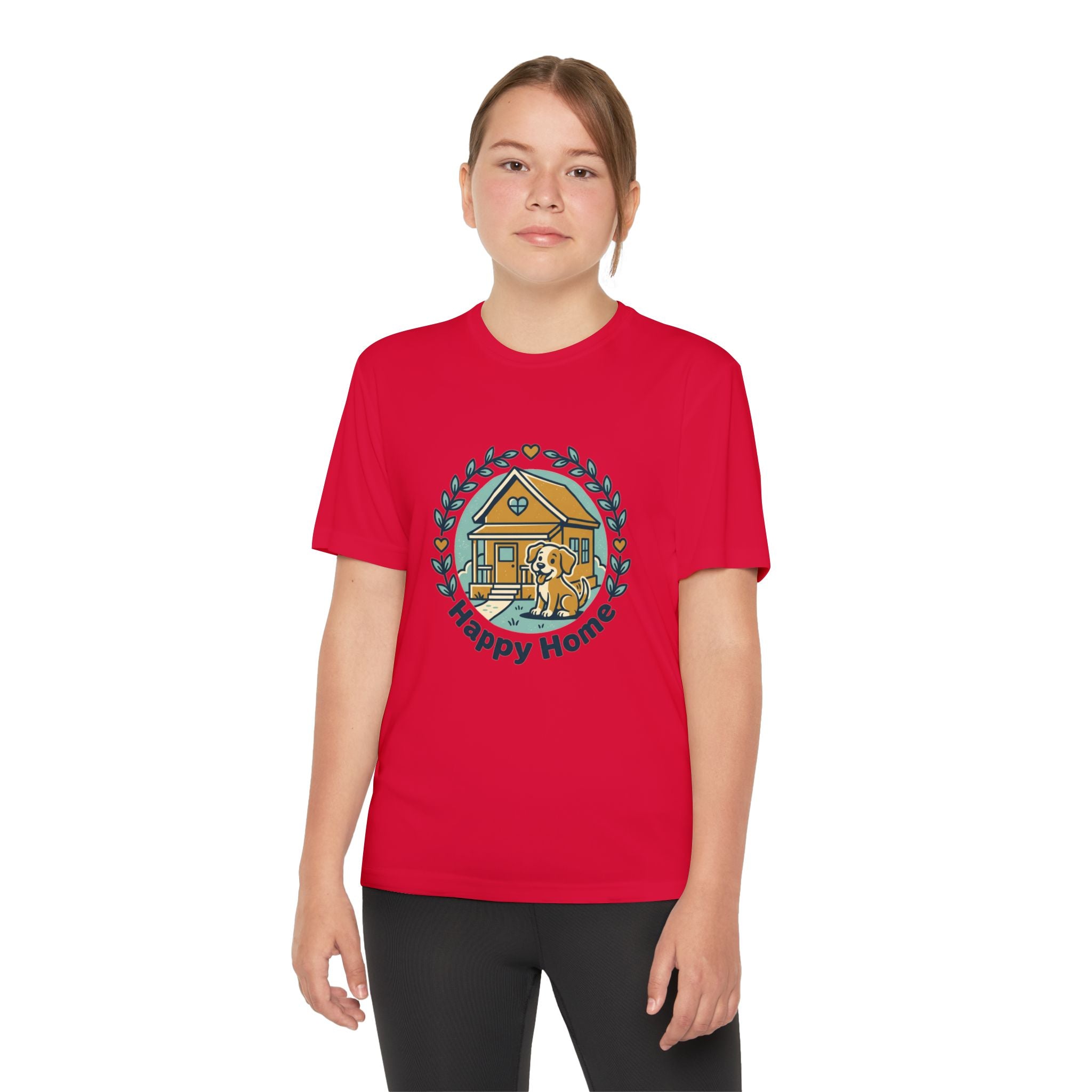 Rescue Squad Youth Tee — "Happy Home" Puppy Firefighter Kids Shirt