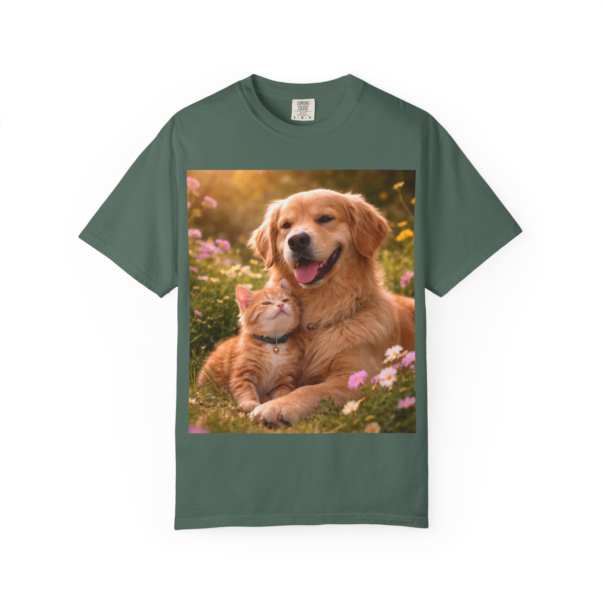 Golden Retriever and Kitten Tee — Cute Dog & Cat Friendship T-Shirt