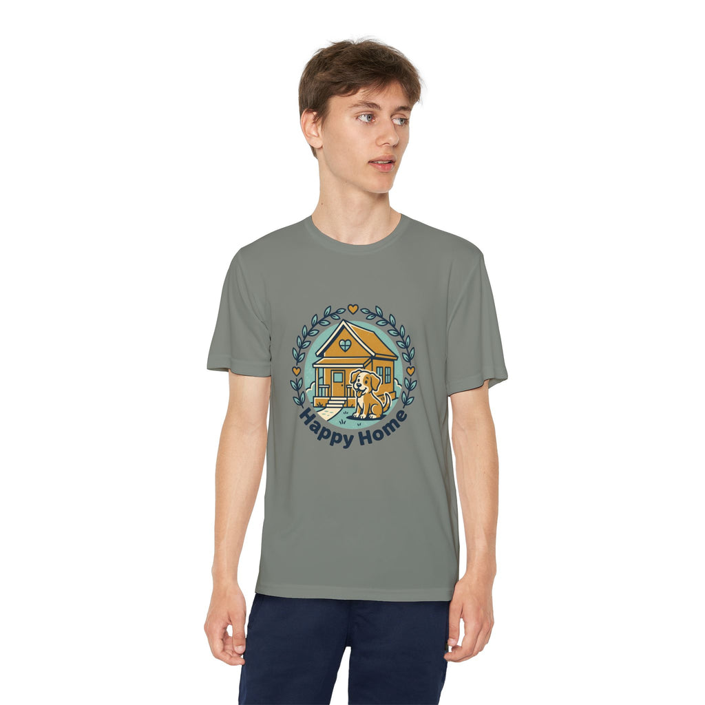Rescue Squad Youth Tee — "Happy Home" Puppy Firefighter Kids Shirt