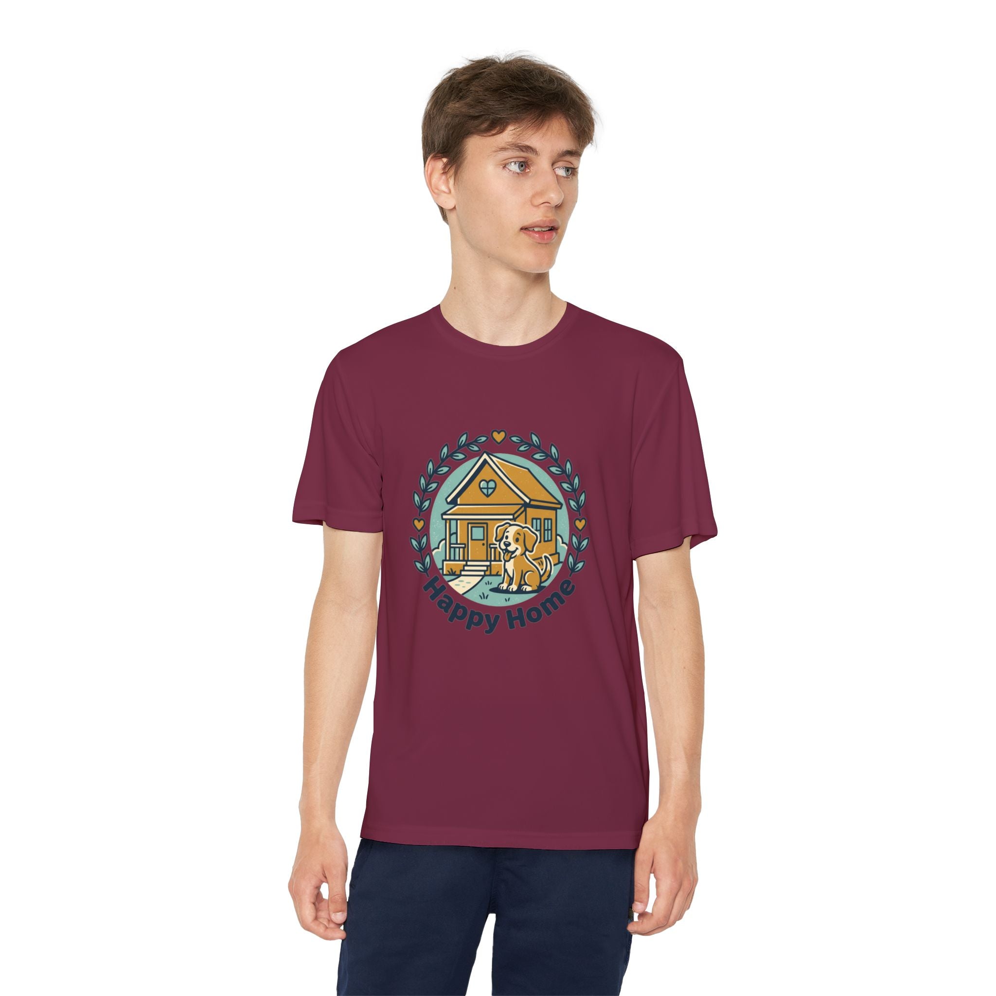 Rescue Squad Youth Tee — "Happy Home" Puppy Firefighter Kids Shirt