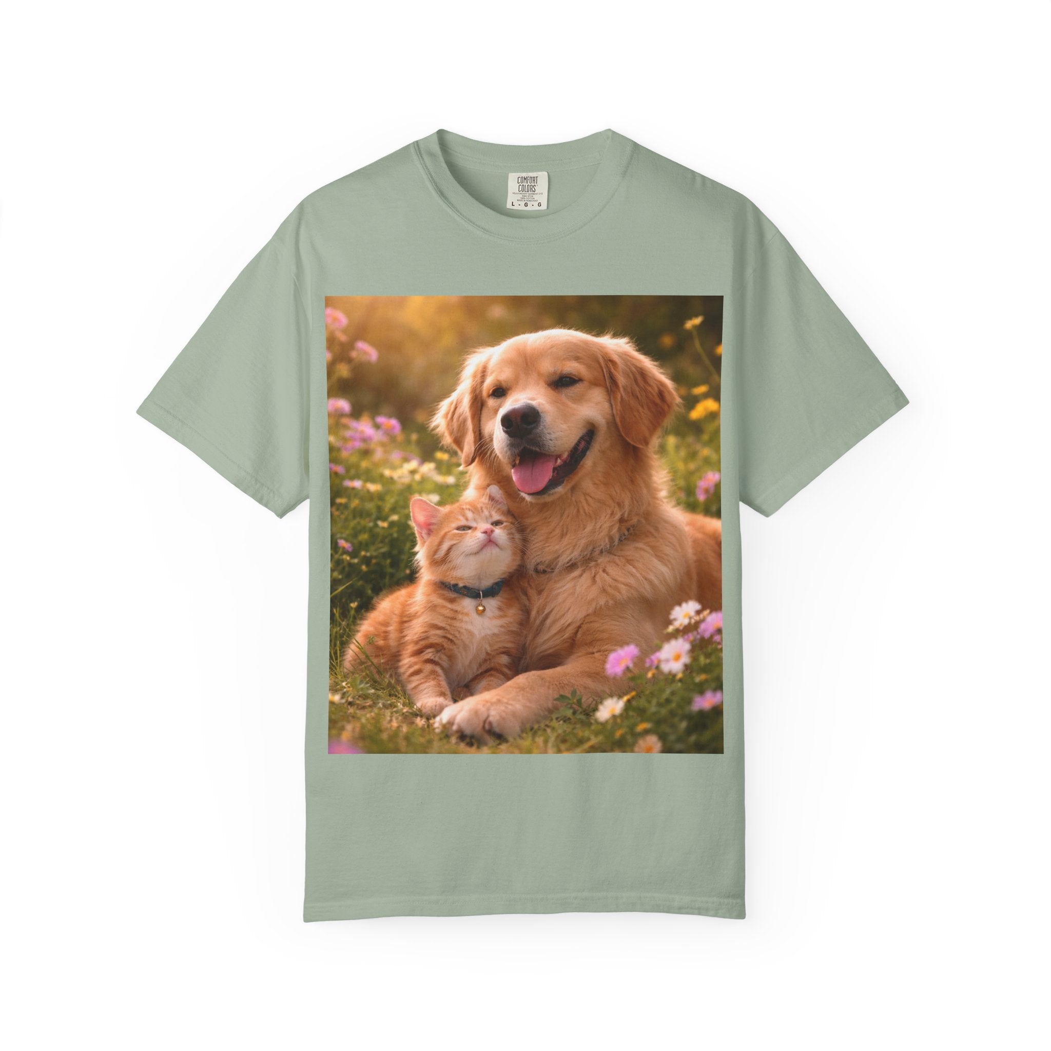 Golden Retriever and Kitten Tee — Cute Dog & Cat Friendship T-Shirt